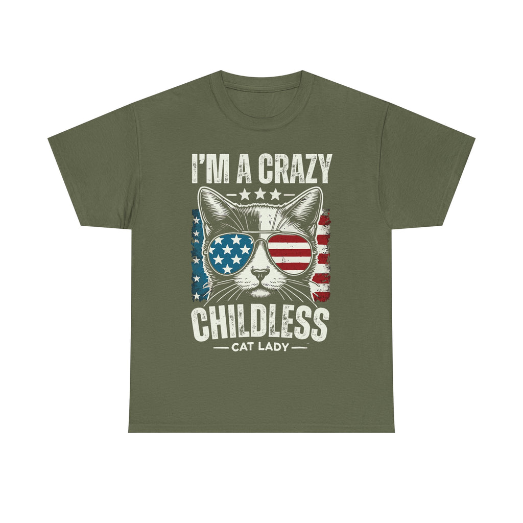 I'm A Crazy Childless Cat Lady Tee Shirt - Cat Owner Funny T-Shirt Gift - NEW
