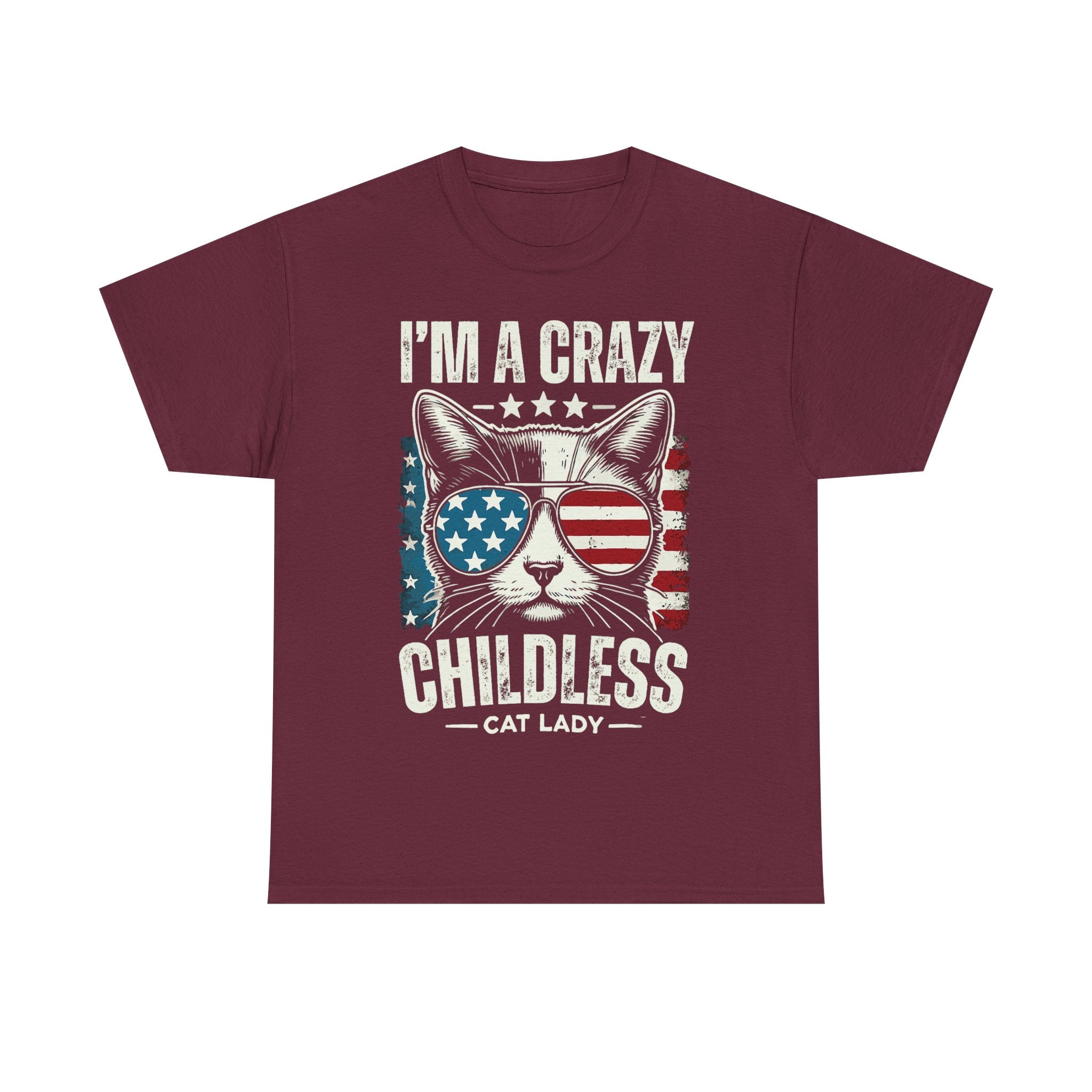 I'm A Crazy Childless Cat Lady Tee Shirt - Cat Owner Funny T-Shirt Gift - NEW