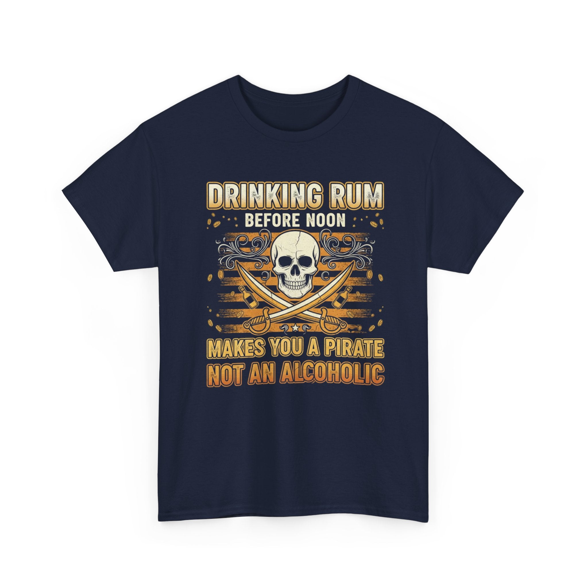 Funny Pirate T-Shirt - Drinking Rum Befire Noon - Tee Shirt Gift for Rum Drinkers