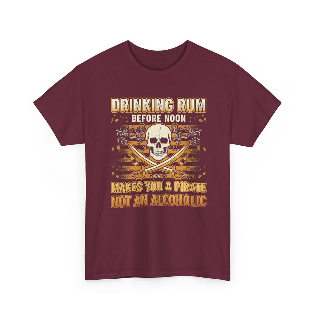 Funny Pirate T-Shirt - Drinking Rum Befire Noon - Tee Shirt Gift for Rum Drinkers