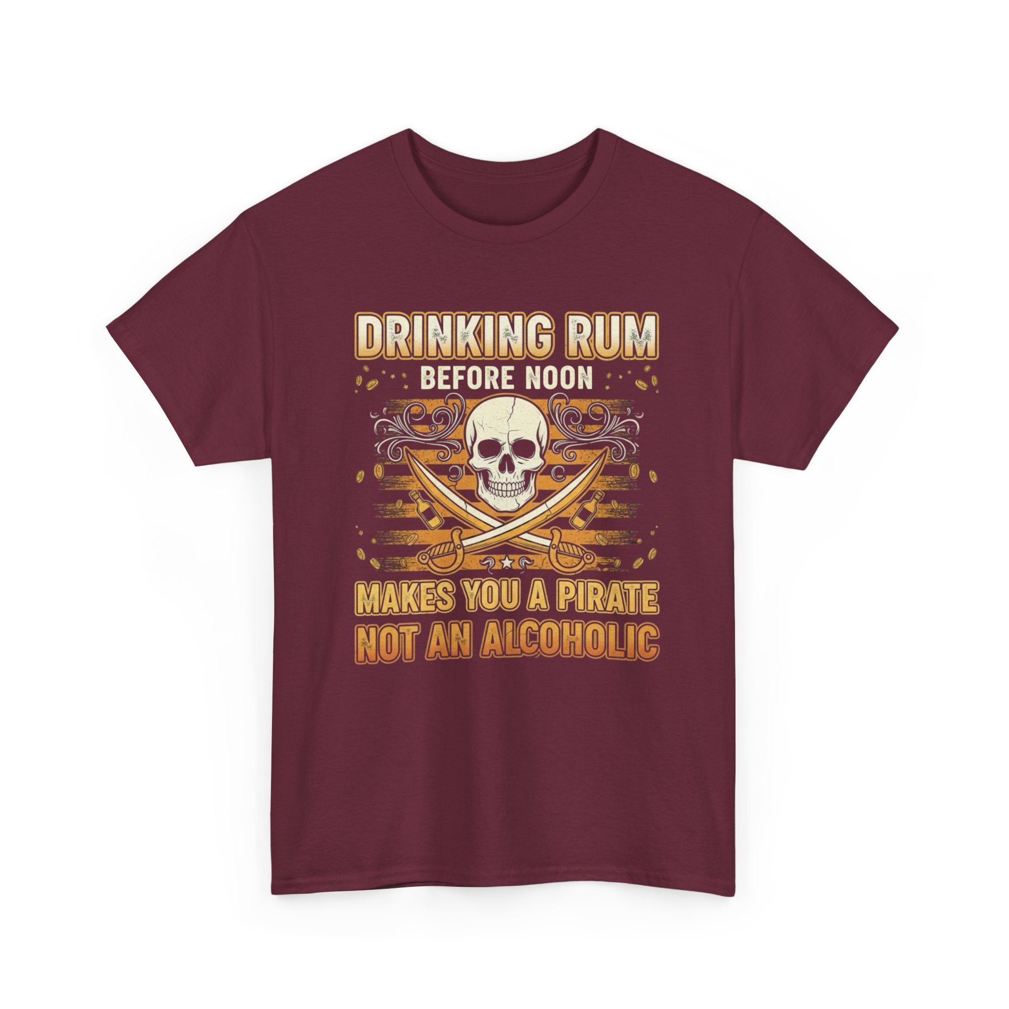 Funny Pirate T-Shirt - Drinking Rum Befire Noon - Tee Shirt Gift for Rum Drinkers