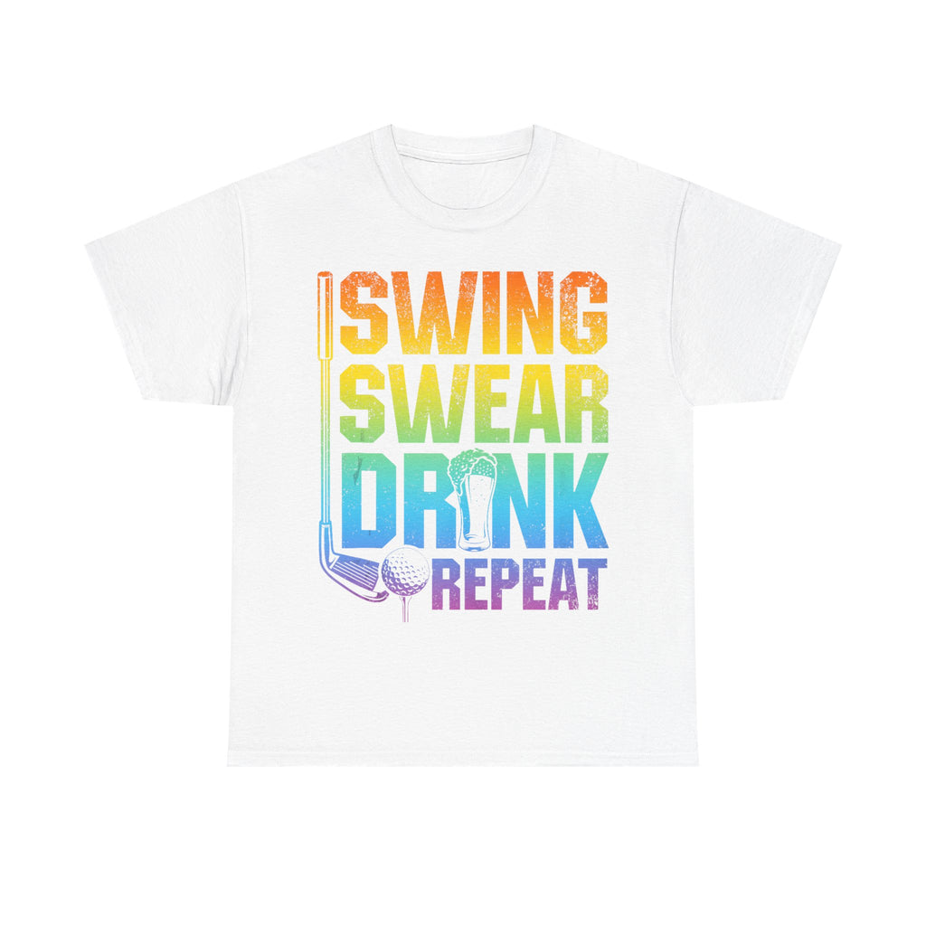 Funny Golf Tee Shirt - Swing Swear Drink Repeat - T-Shirt Gift For Golfers - Golfer Dad Grandad
