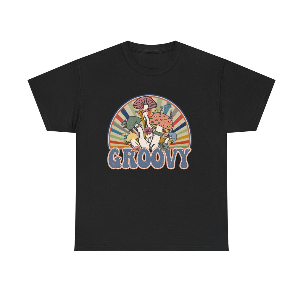 Groovy Mushroom T-Shirt - Retro Rainbow Magic Mushroom Tee Shirt Forager Gift
