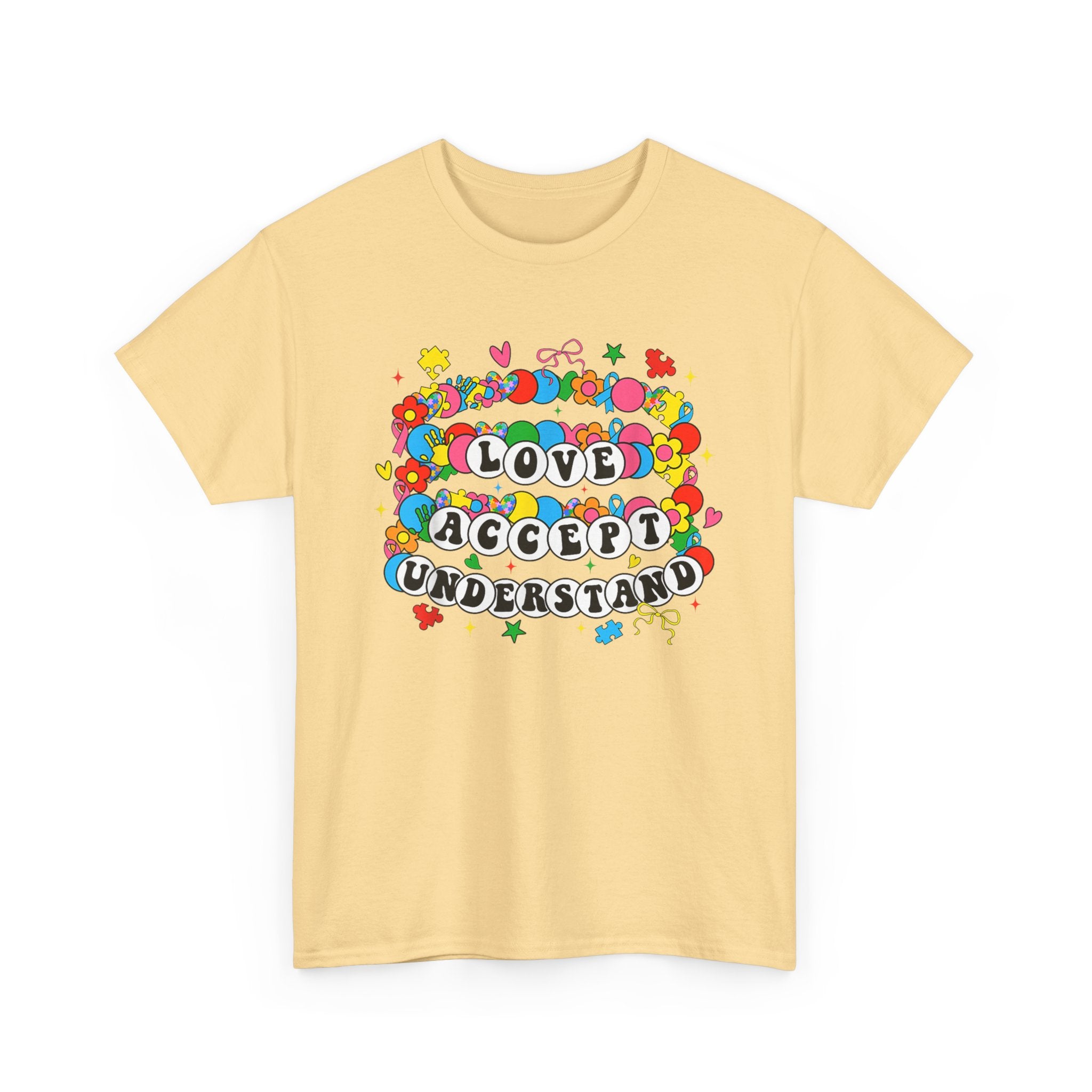 Love Accept Understand T-Shirt — Colorful Retro Rainbow Positivity Autism ADHD Tee