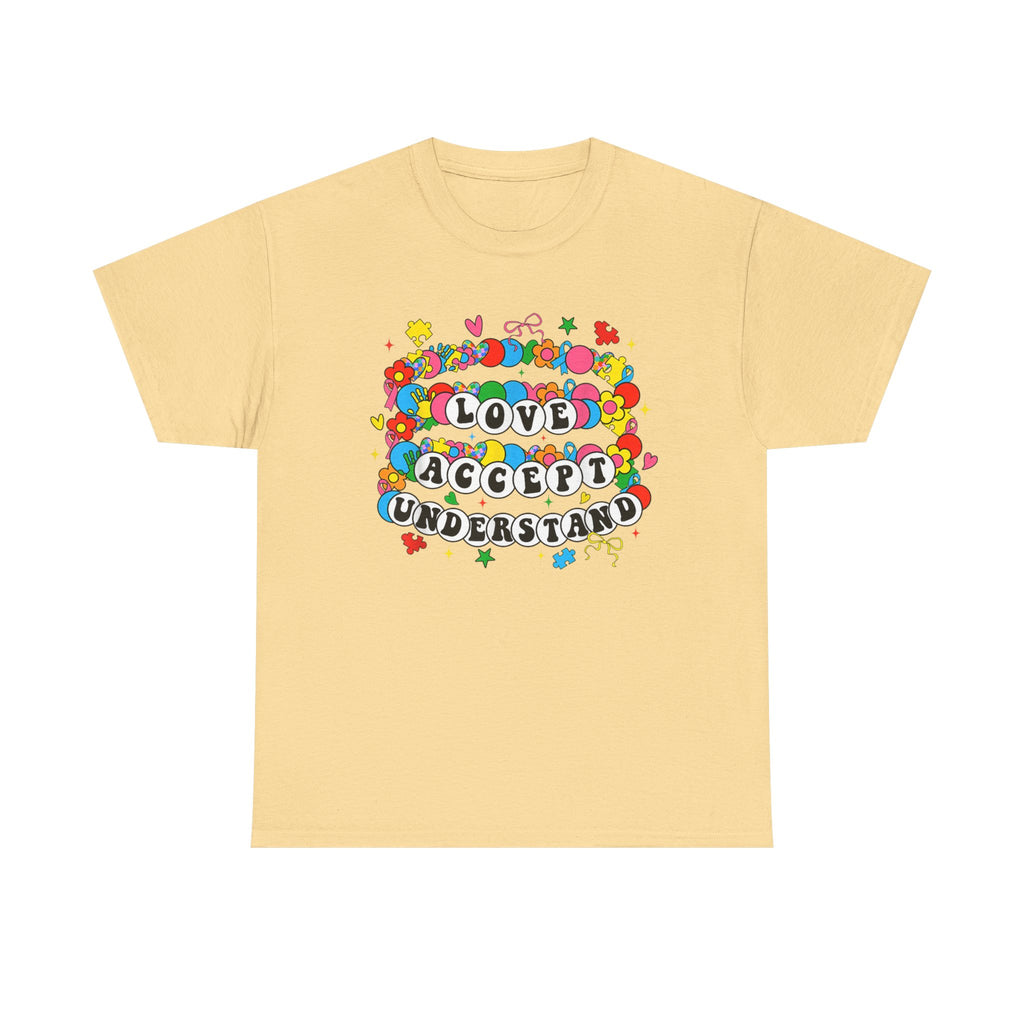 Love Accept Understand T-Shirt — Colorful Retro Rainbow Positivity Autism ADHD Tee