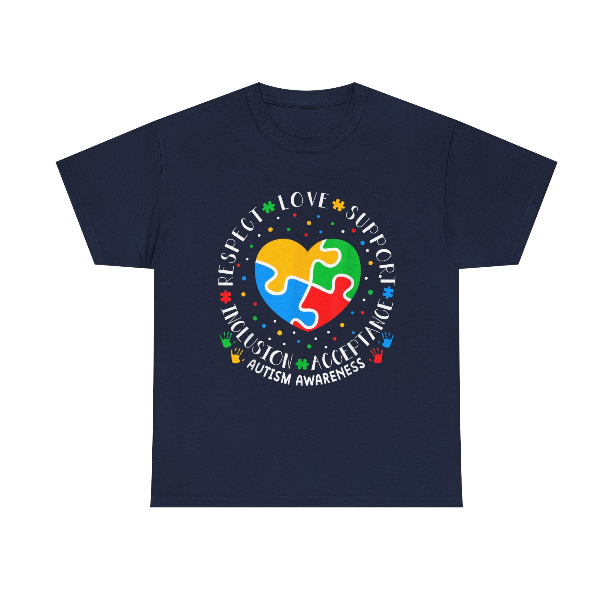 Autism Awareness Puzzle Heart T-Shirt -  Respect Love Support Acceptance Tee Shirt Gift NEW