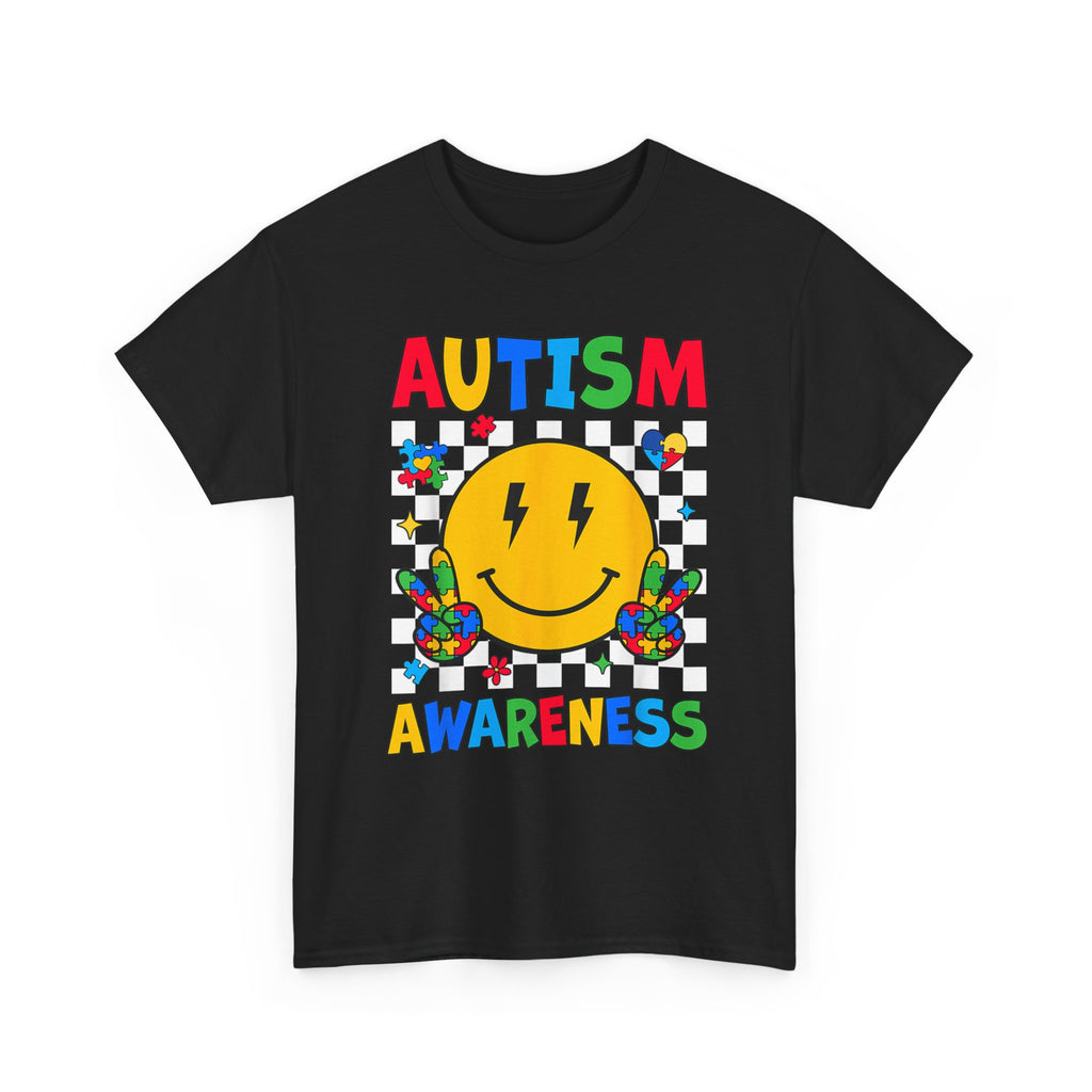Autism Awareness Smile T-Shirt – Colorful Puzzle Heart Support Tee Shirt Autism ASD ADHD