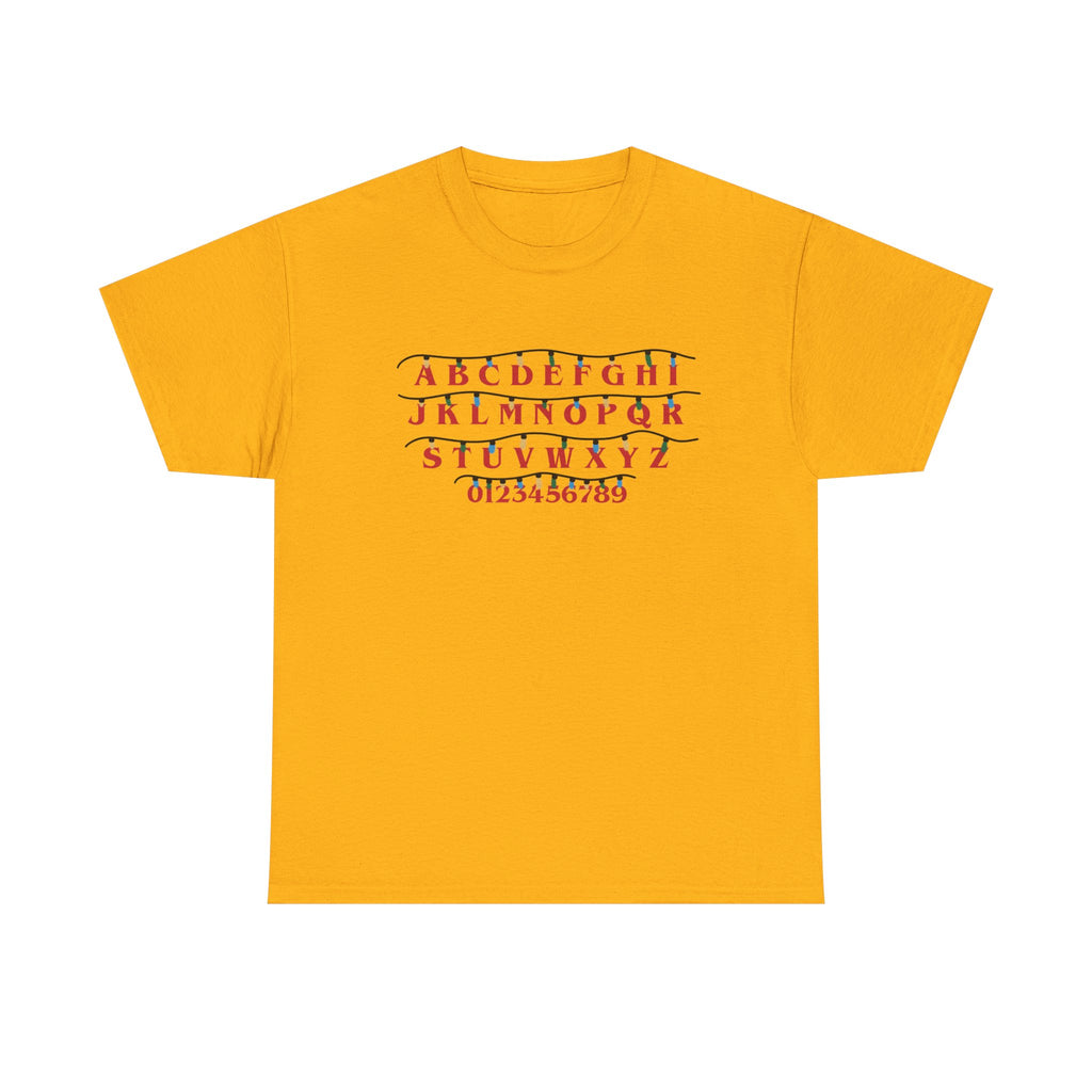 Stranger Things - Alphabet Chart Tee - Vintage Red & Green Lettering T-Shirt Gift NEW