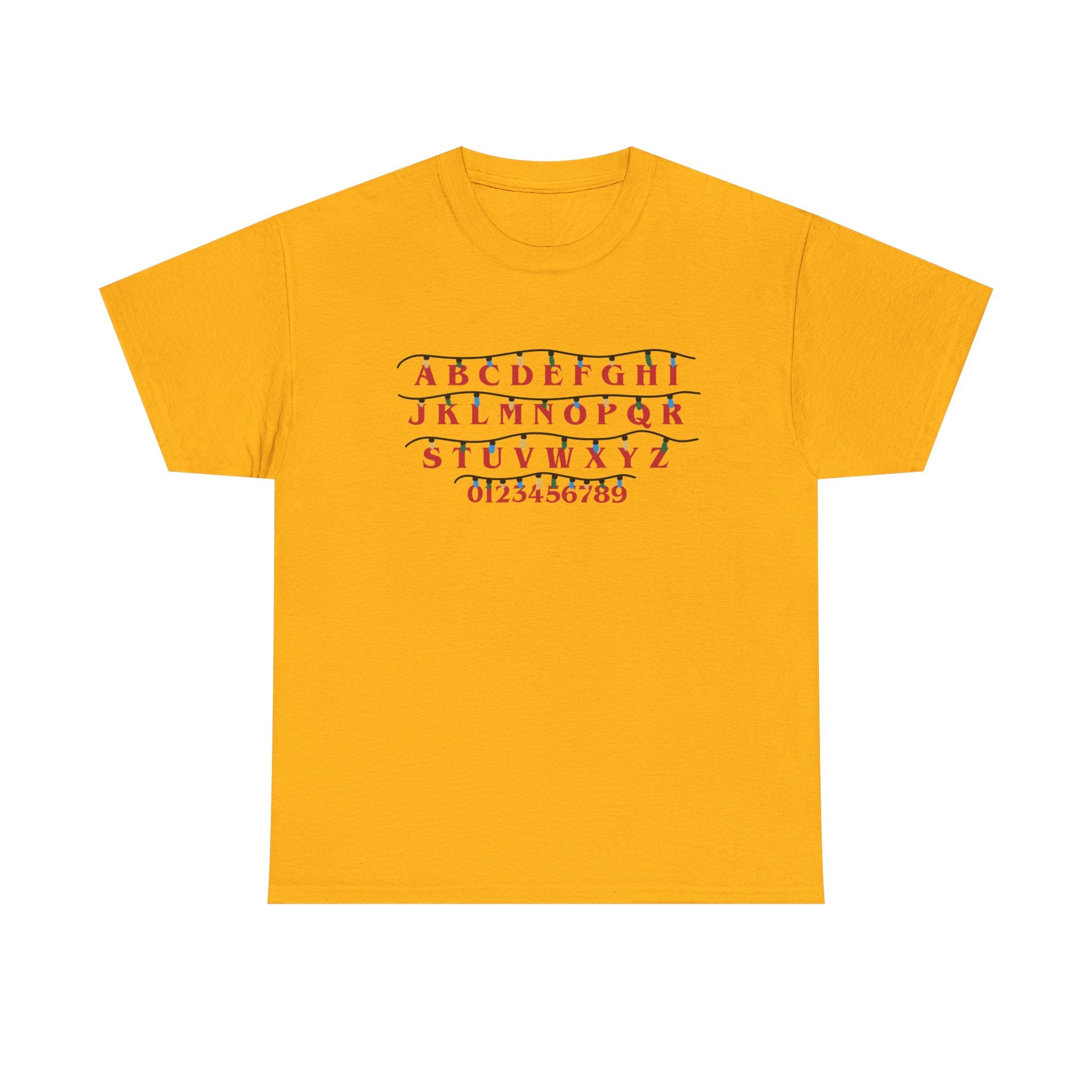 Stranger Things - Alphabet Chart Tee - Vintage Red & Green Lettering T-Shirt Gift NEW