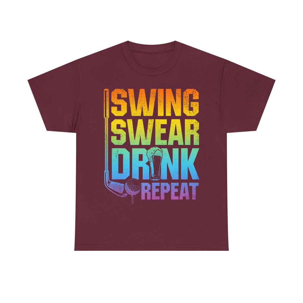 Funny Golf Tee Shirt - Swing Swear Drink Repeat - T-Shirt Gift For Golfers - Golfer Dad Grandad