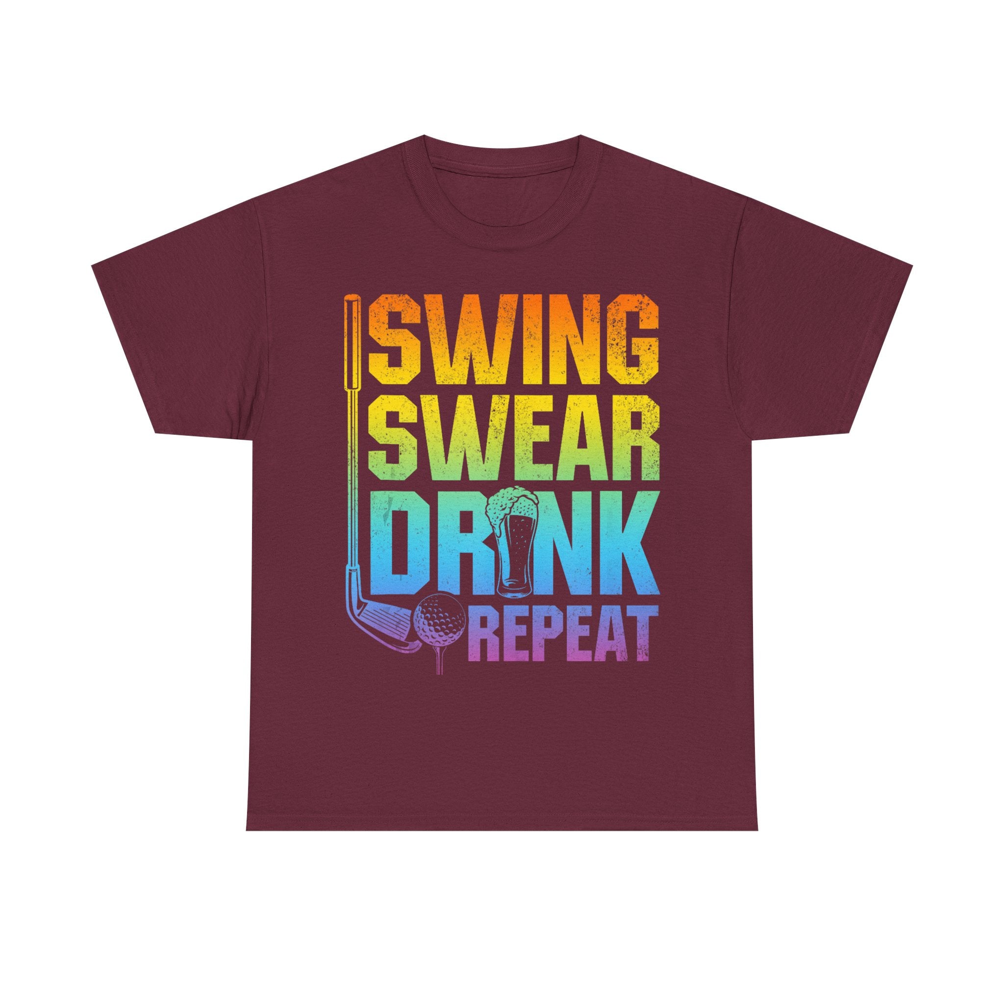 Funny Golf Tee Shirt - Swing Swear Drink Repeat - T-Shirt Gift For Golfers - Golfer Dad Grandad