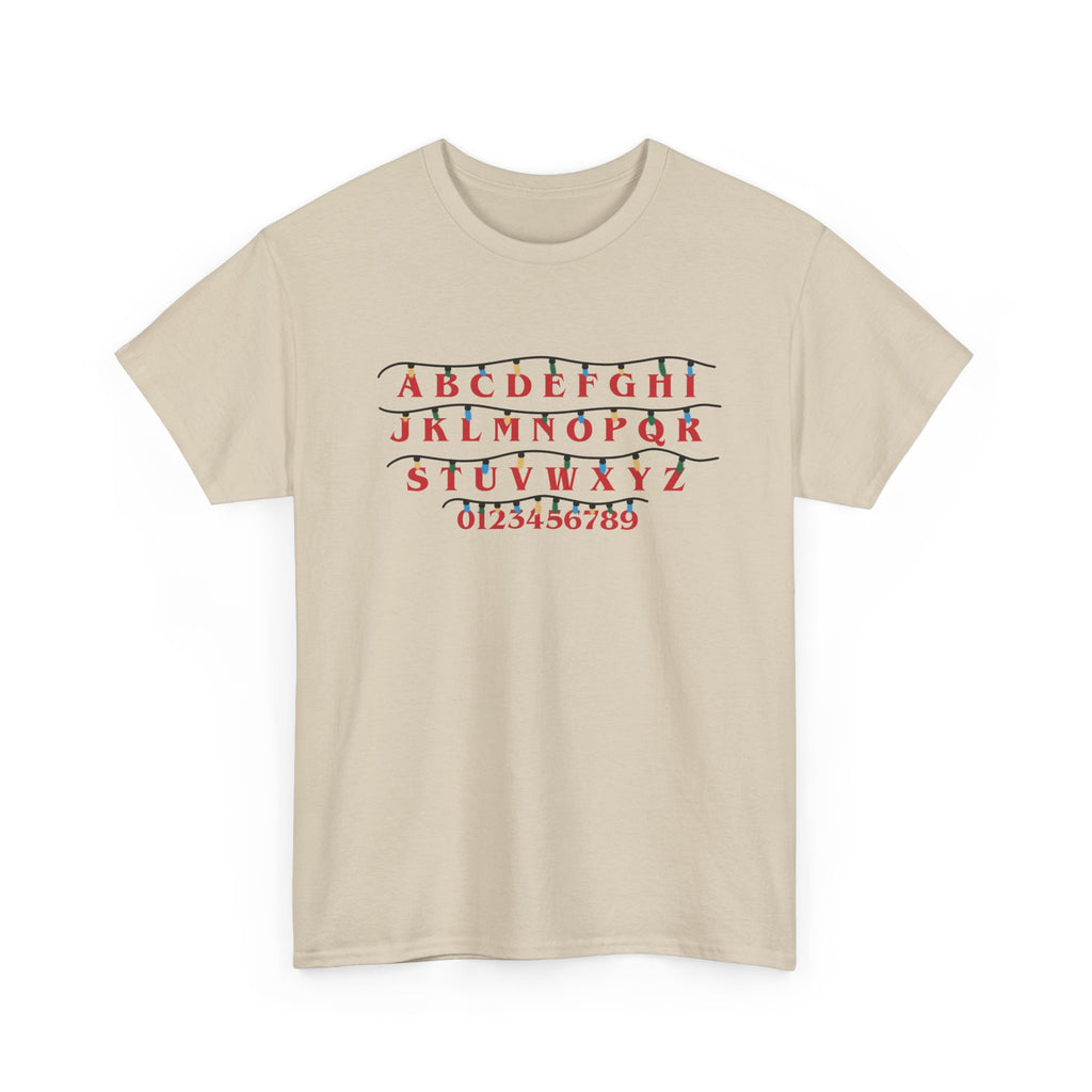 Stranger Things - Alphabet Chart Tee - Vintage Red & Green Lettering T-Shirt Gift NEW