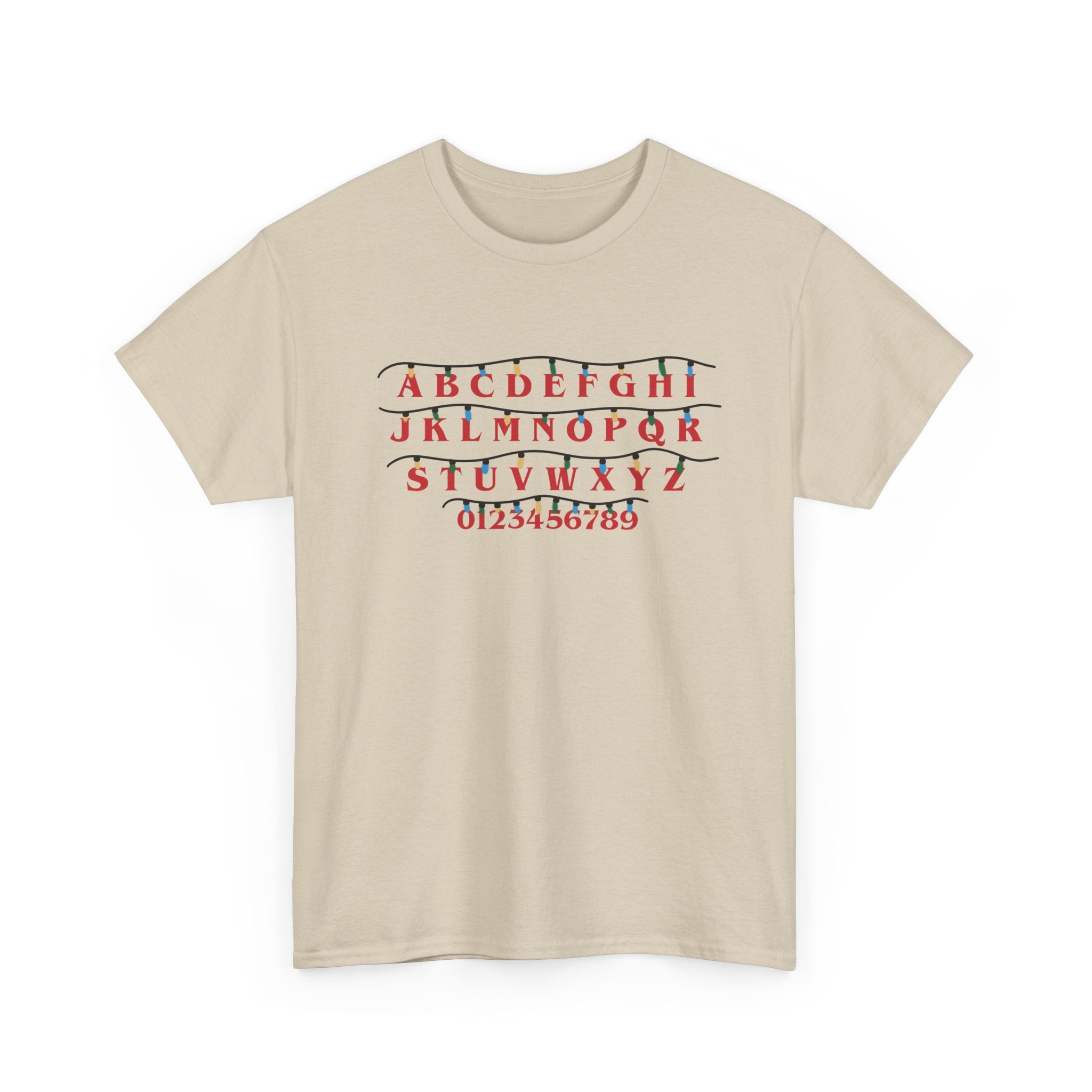 Stranger Things - Alphabet Chart Tee - Vintage Red & Green Lettering T-Shirt Gift NEW