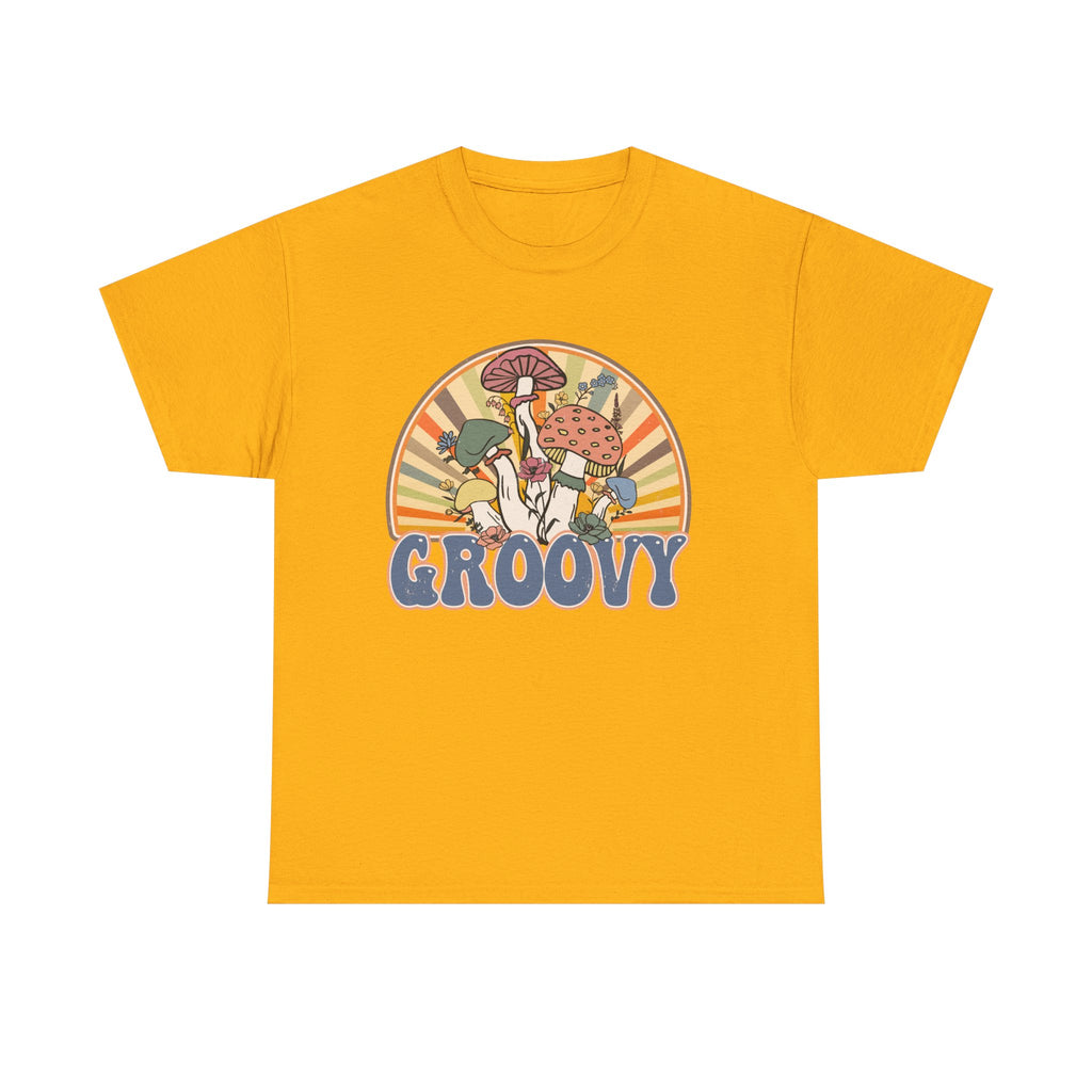Groovy Mushroom T-Shirt - Retro Rainbow Magic Mushroom Tee Shirt Forager Gift