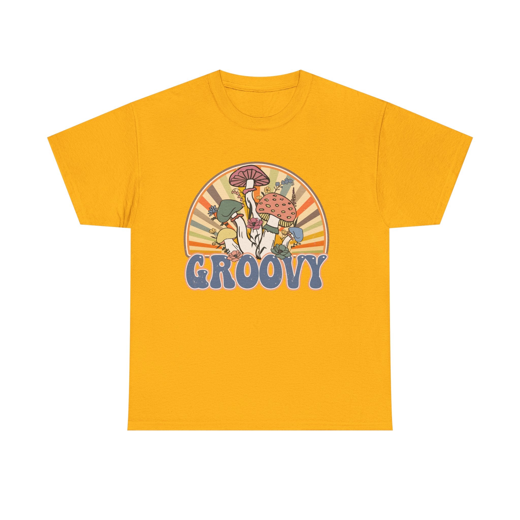 Groovy Mushroom T-Shirt - Retro Rainbow Magic Mushroom Tee Shirt Forager Gift
