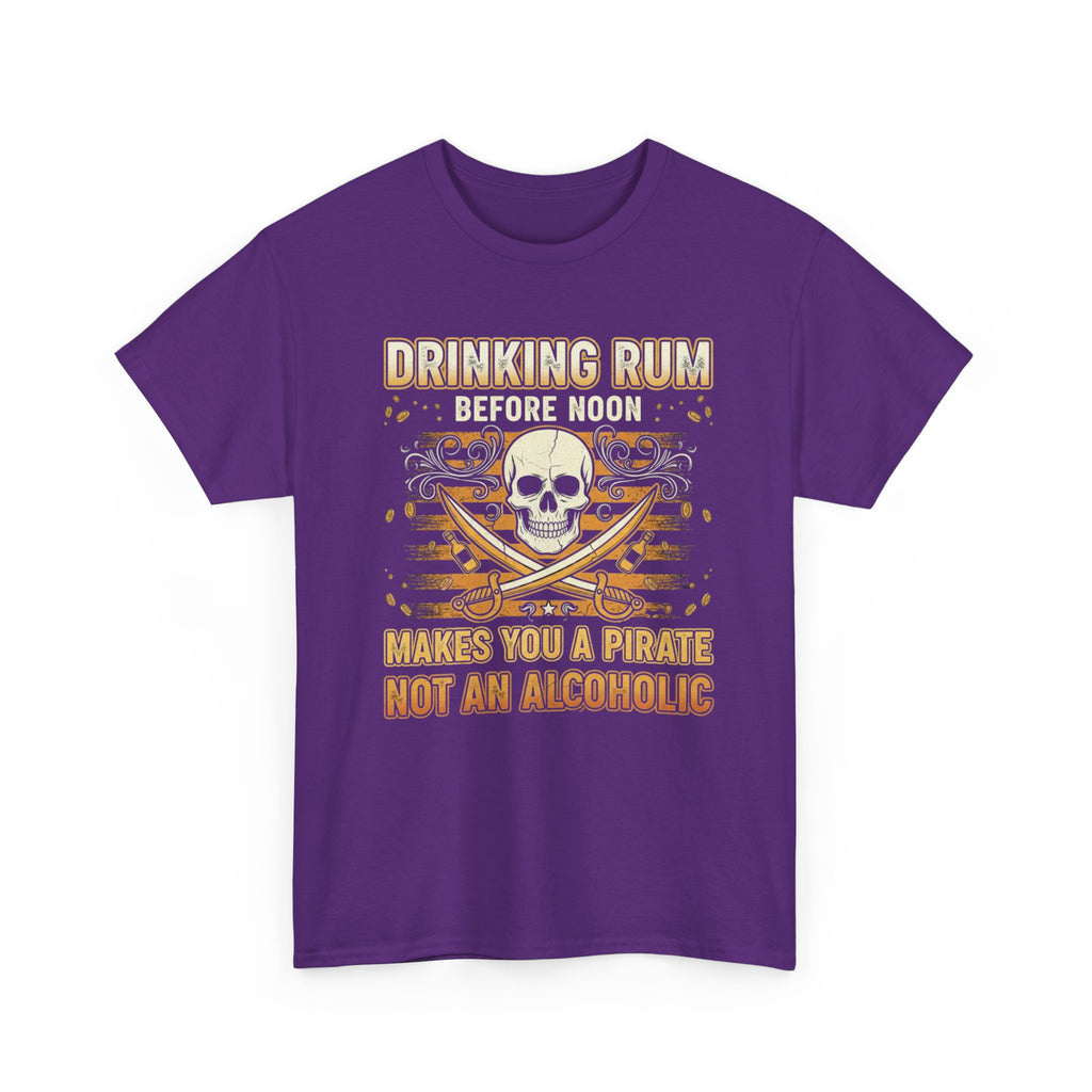Funny Pirate T-Shirt - Drinking Rum Befire Noon - Tee Shirt Gift for Rum Drinkers