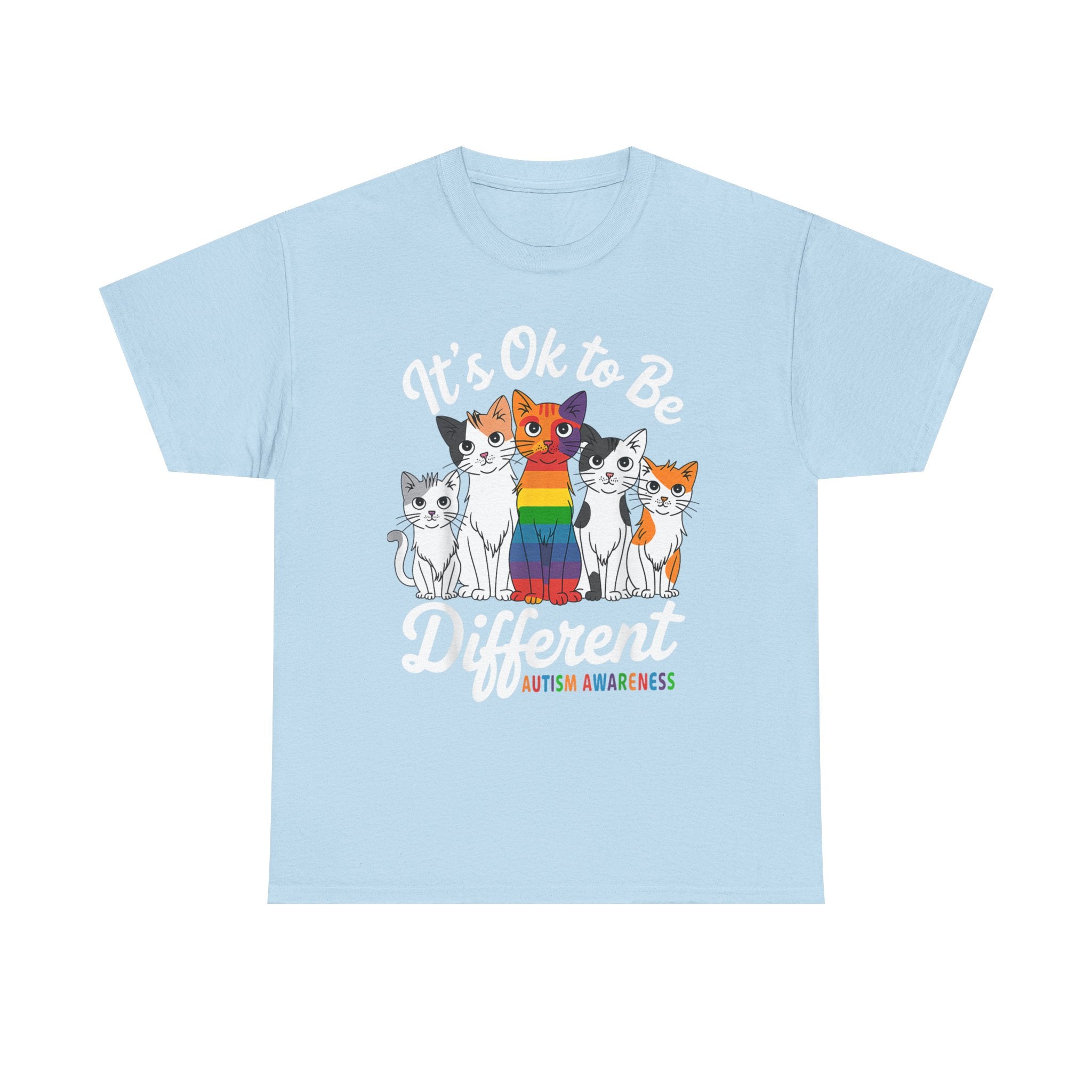 It's Ok to Be Different Cat Tee - Autism Awareness Rainbow Kitten Neuro Diverse Tee Shirt