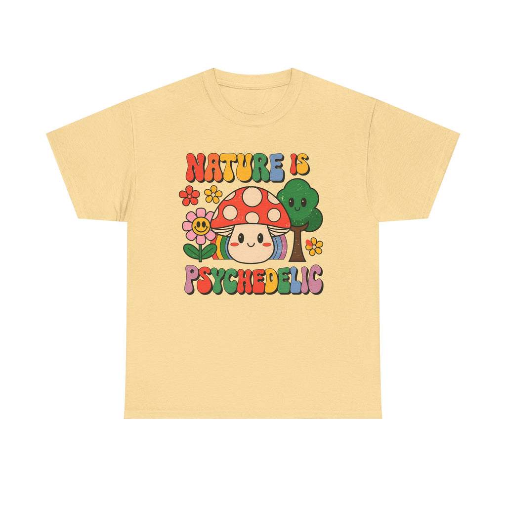 Psychedelic Mushroom T‑Shirt - Nature Is Psychedelic - Retro Floral Tee Shirt Gift NEW