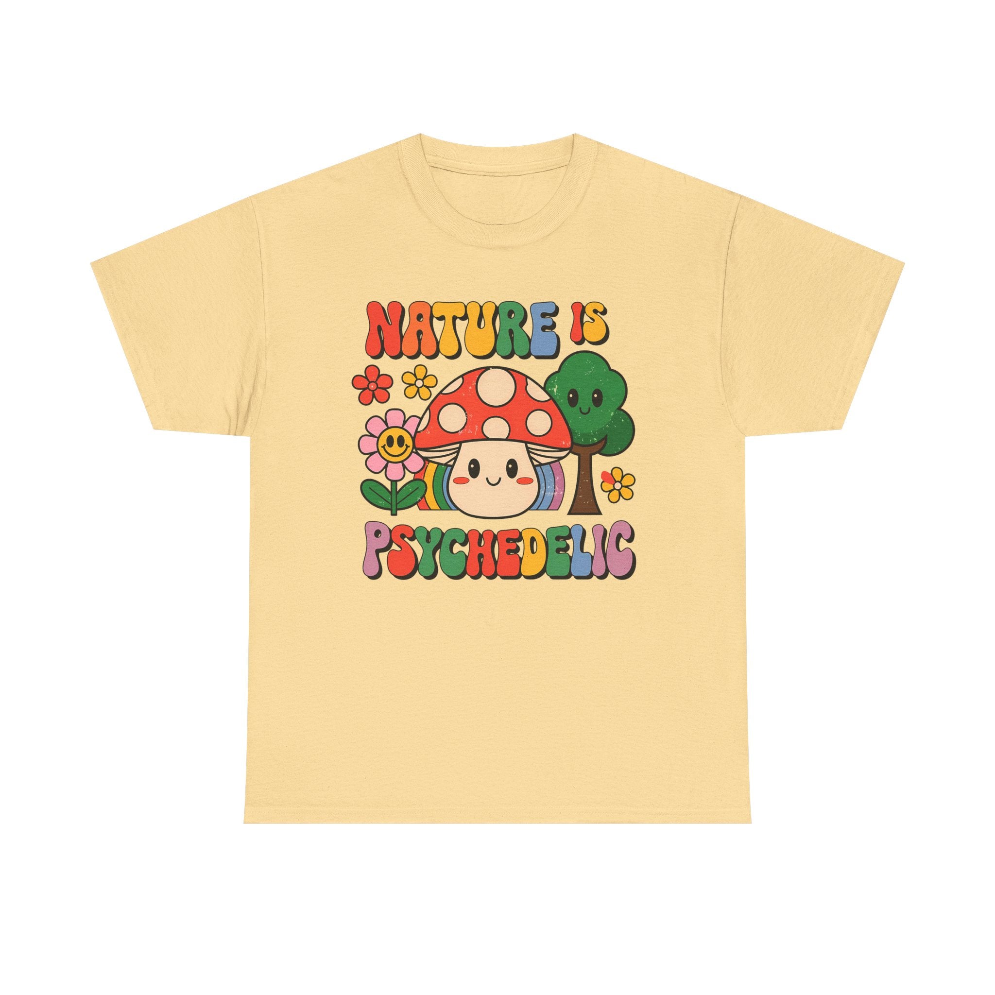 Psychedelic Mushroom T‑Shirt - Nature Is Psychedelic - Retro Floral Tee Shirt Gift NEW