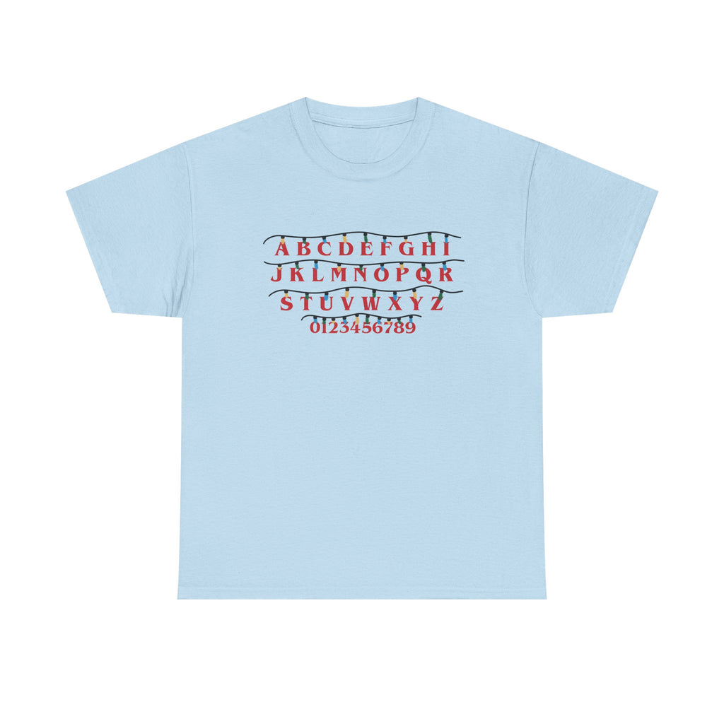 Stranger Things - Alphabet Chart Tee - Vintage Red & Green Lettering T-Shirt Gift NEW
