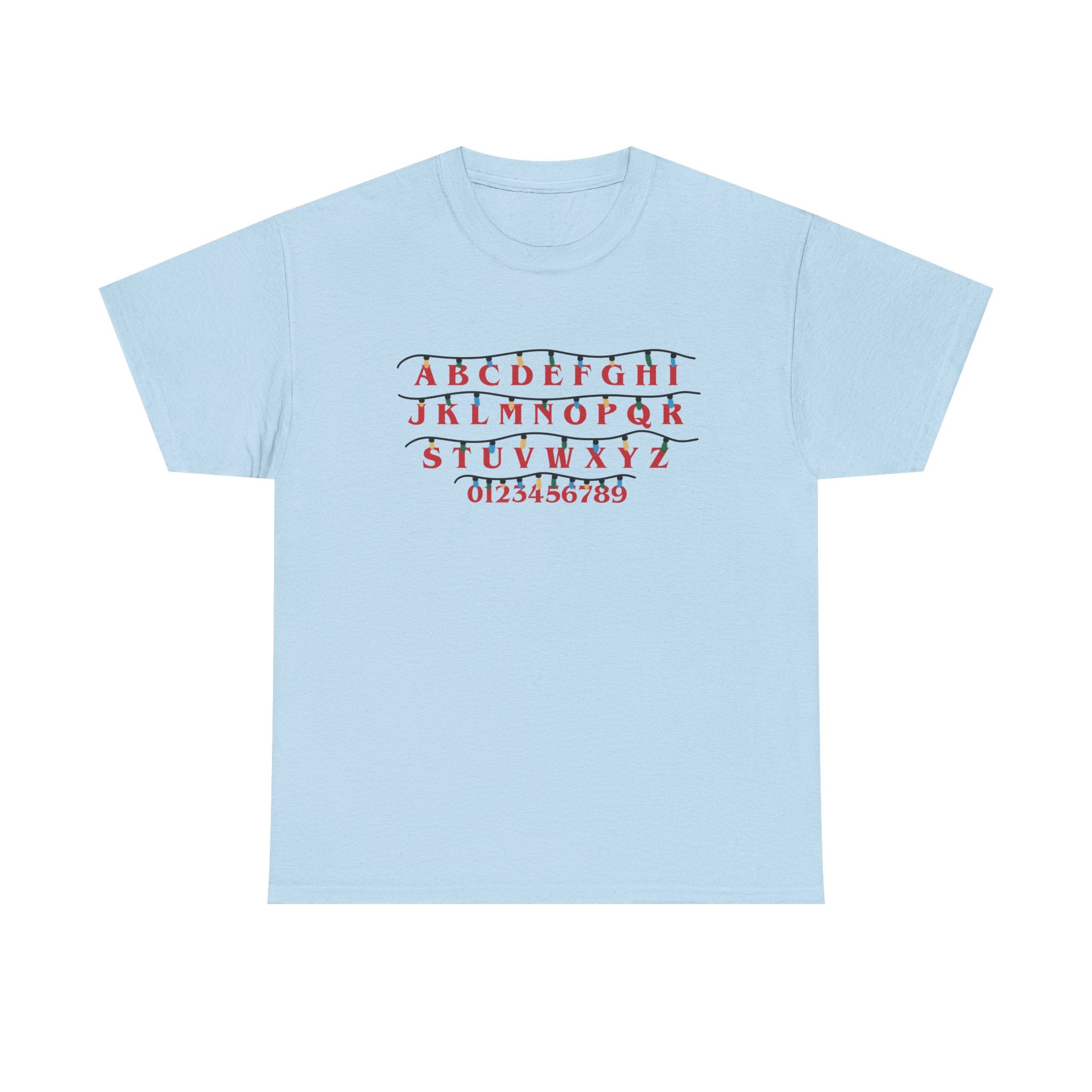 Stranger Things - Alphabet Chart Tee - Vintage Red & Green Lettering T-Shirt Gift NEW