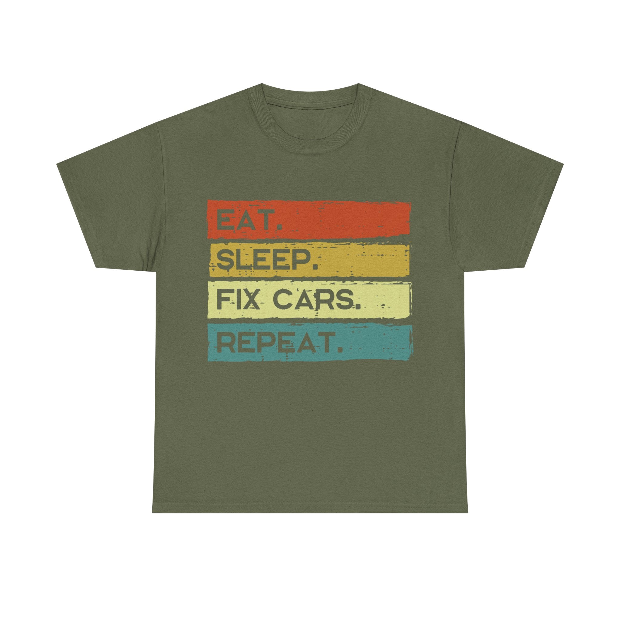 Funny Mechanic T shirt - Eat Sleep Fix Cars Repeat Tee Shirt - T-Shirt Gift For Mechanics And Car Engineers