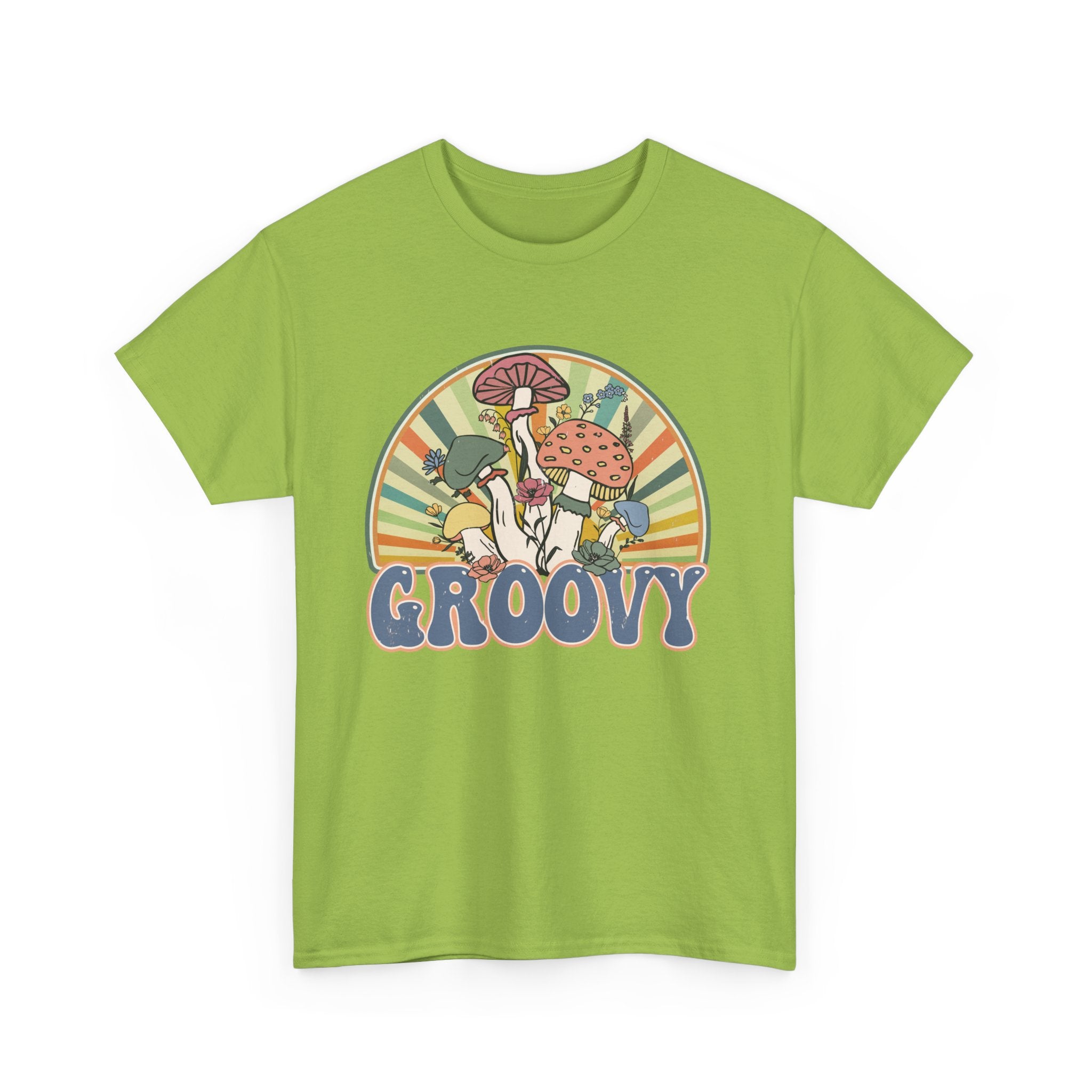 Groovy Mushroom T-Shirt - Retro Rainbow Magic Mushroom Tee Shirt Forager Gift