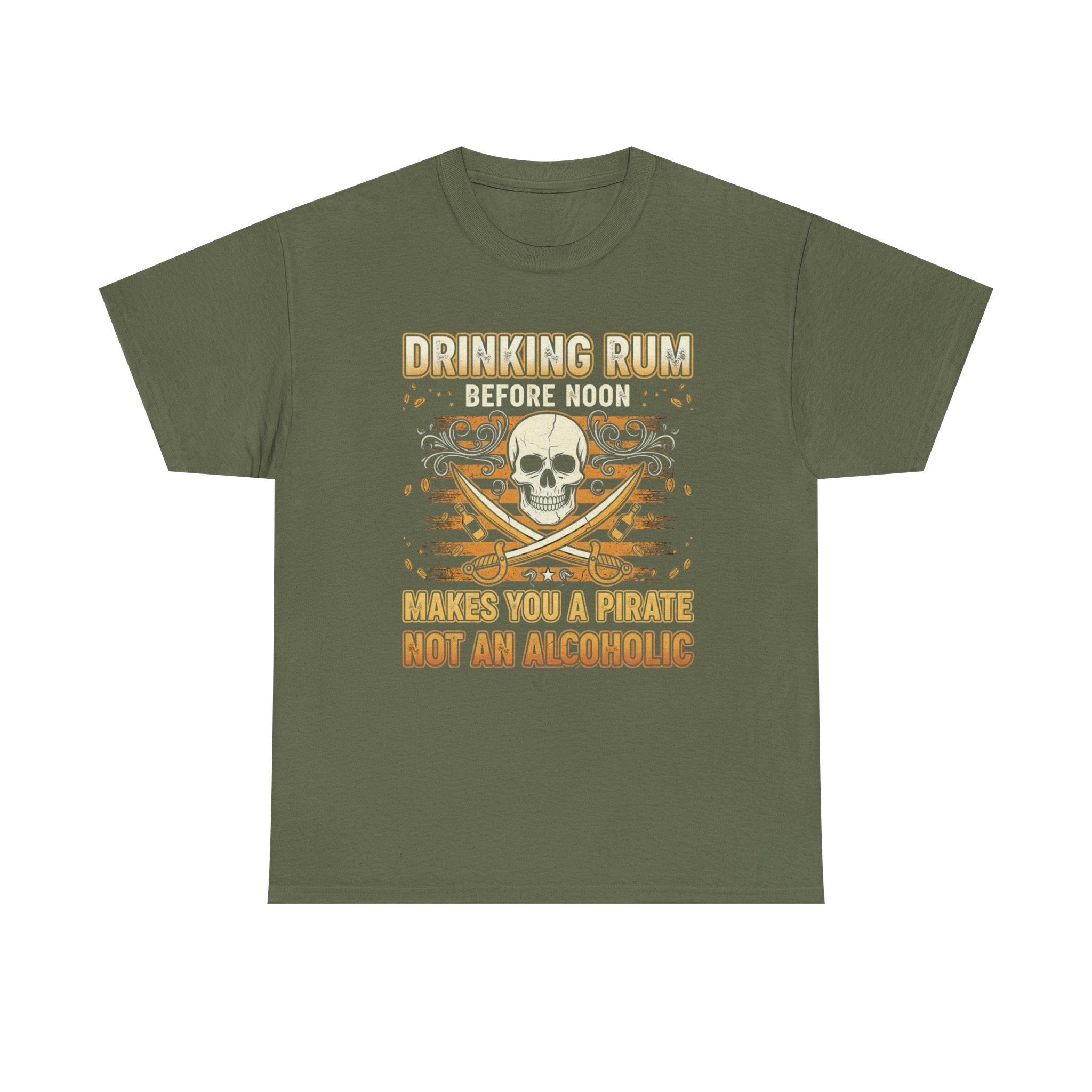 Funny Pirate T-Shirt - Drinking Rum Befire Noon - Tee Shirt Gift for Rum Drinkers