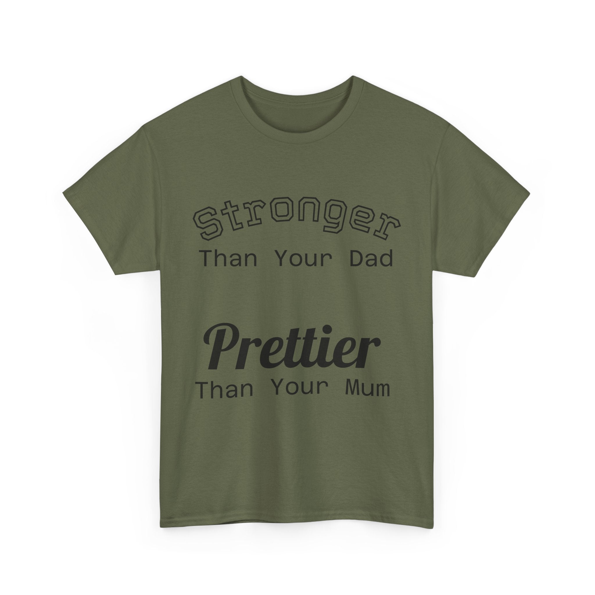 Funny Gym T-Shirt - Stronger Than Your Dad Prettier Than Your Mum - Offensive Tee Shirt Gift