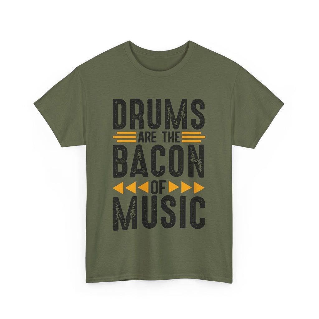 Drums Are the Bacon of Music T-Shirt - Funny Drummer Tee Shirt for Musicians & Band Lovers