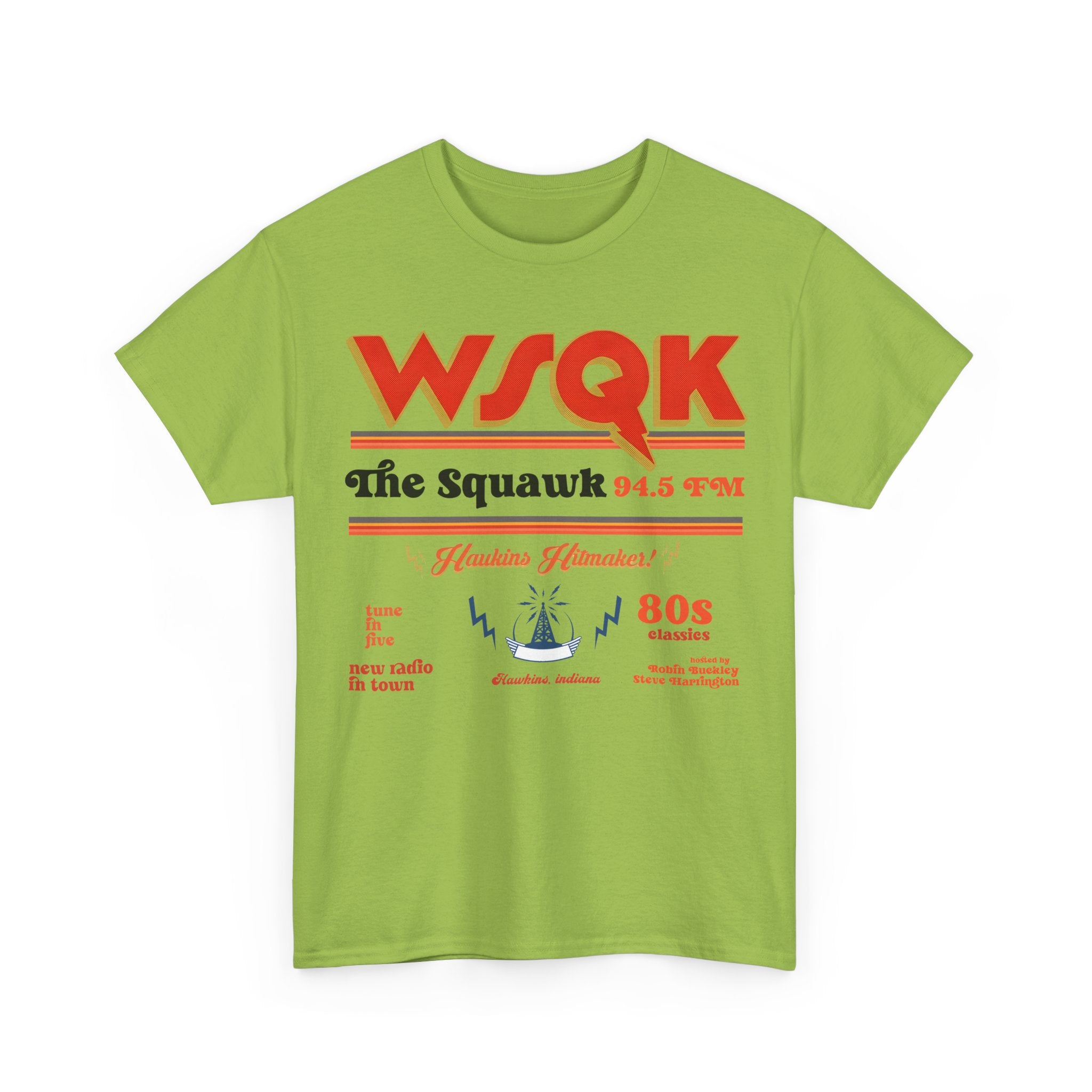 WSQK The Squawk 94.5 FM Retro 80s Radio Tee Shirt - Stranger Things T-Shirt