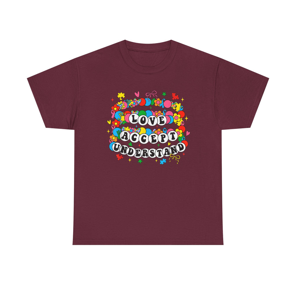 Love Accept Understand T-Shirt — Colorful Retro Rainbow Positivity Autism ADHD Tee
