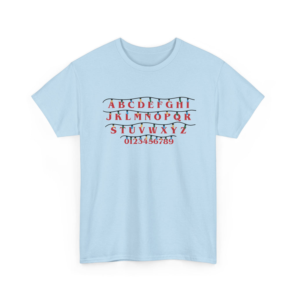 Stranger Things - Alphabet Chart Tee - Vintage Red & Green Lettering T-Shirt Gift NEW