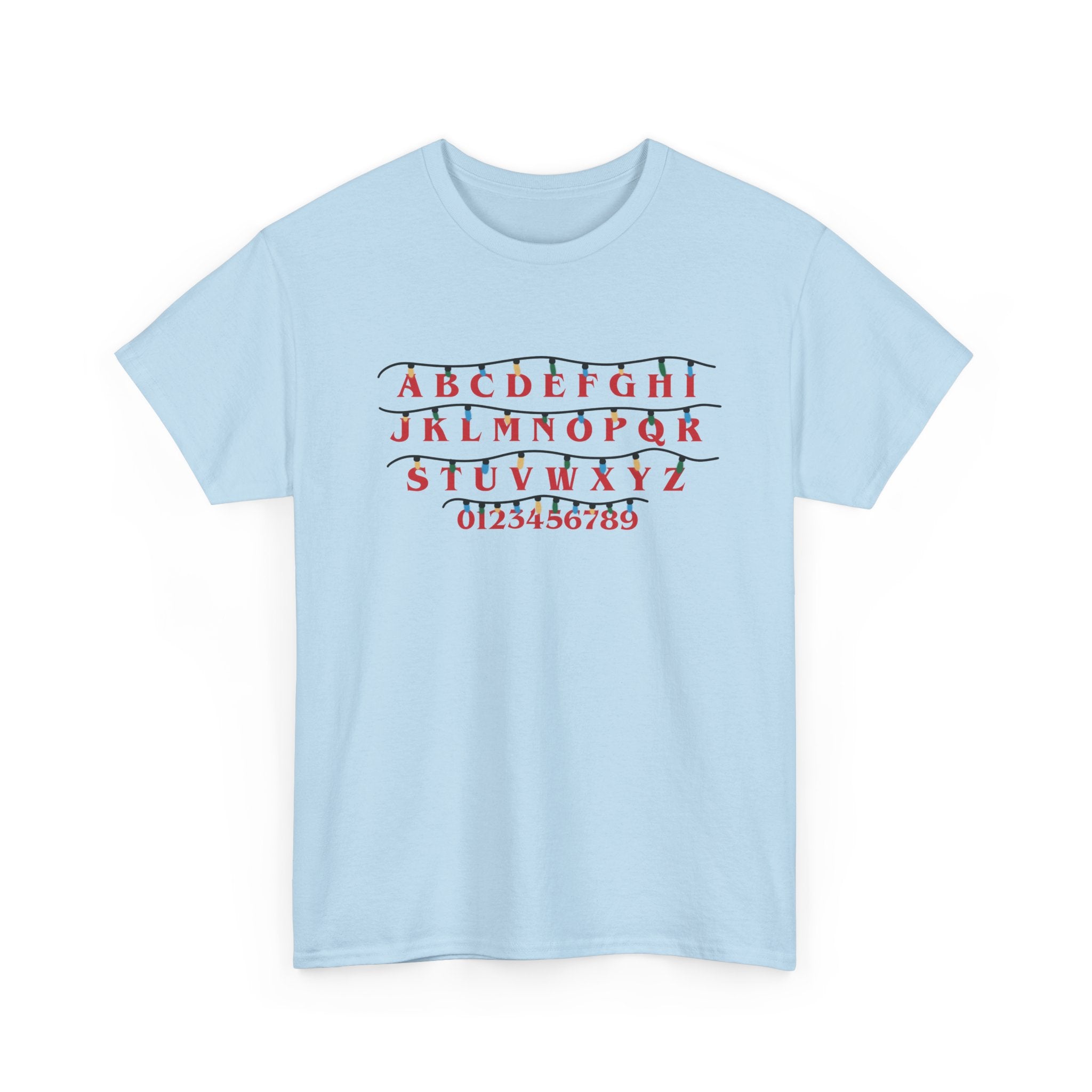 Stranger Things - Alphabet Chart Tee - Vintage Red & Green Lettering T-Shirt Gift NEW