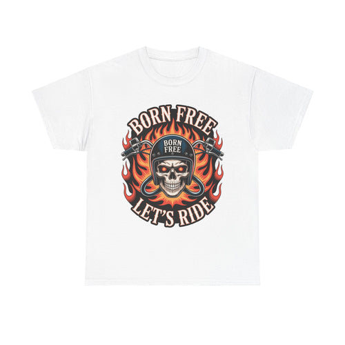 Biker T-Shirt - Born Free Lets Ride - Tee Shirt For Bikers And Motorcycle Enthusiasts NEW