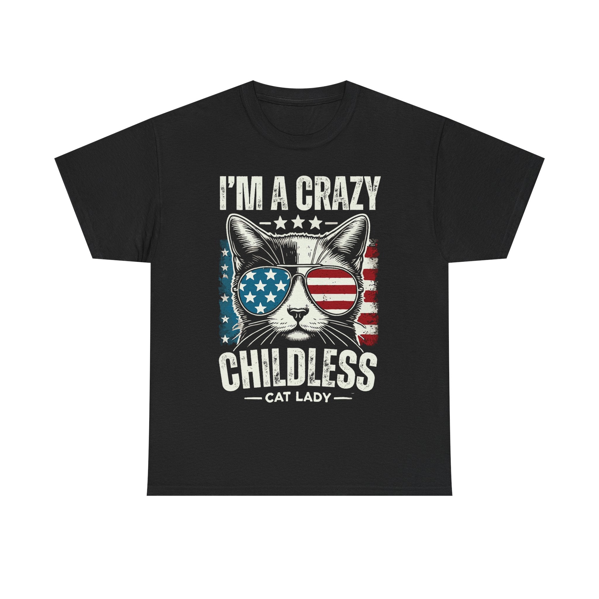 I'm A Crazy Childless Cat Lady Tee Shirt - Cat Owner Funny T-Shirt Gift - NEW