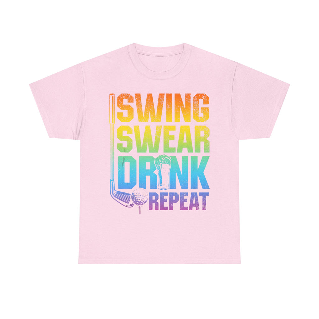 Funny Golf Tee Shirt - Swing Swear Drink Repeat - T-Shirt Gift For Golfers - Golfer Dad Grandad