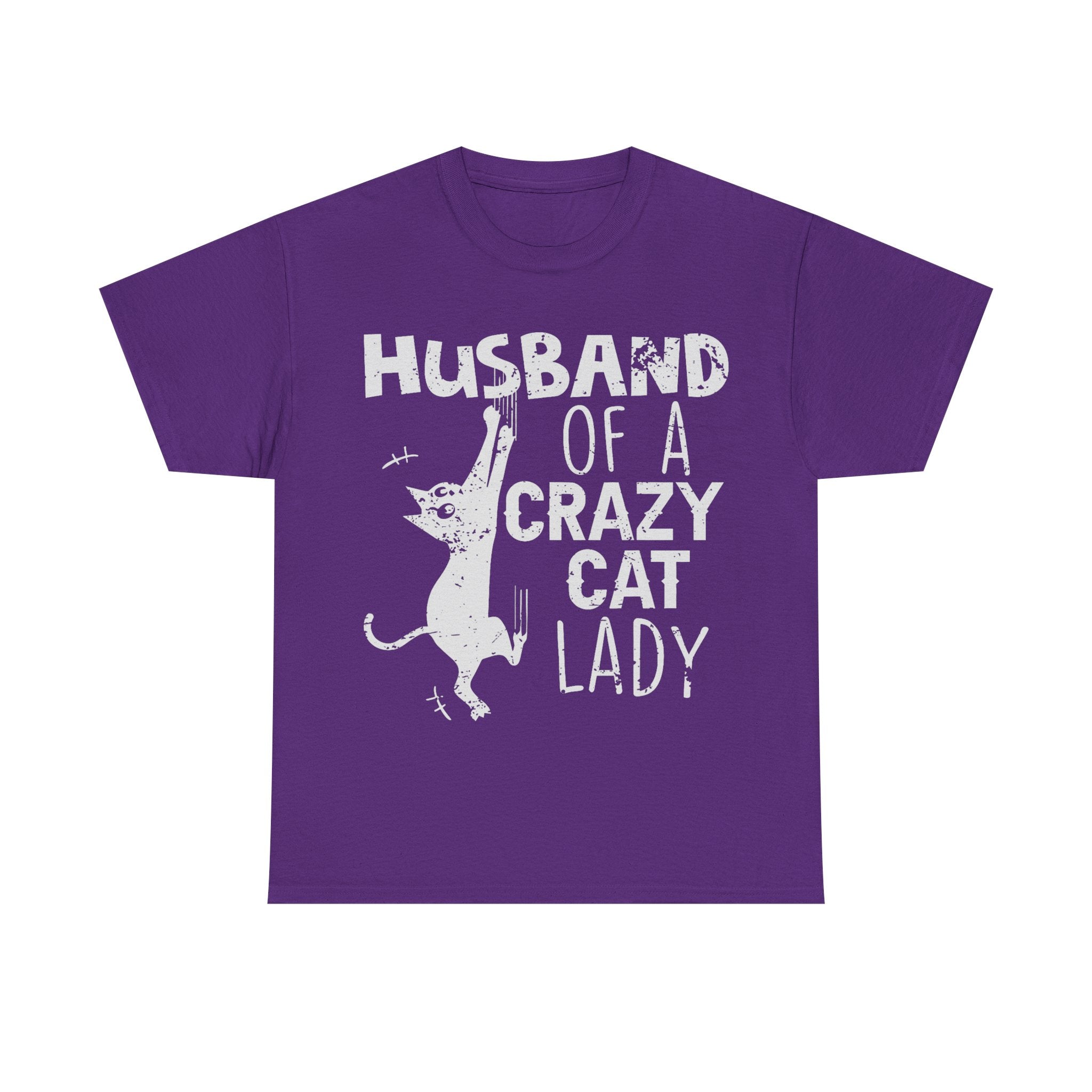 Husband Of A Crazy Cat Lady Tee Shirt - Cat Owner T-Shirt - Gift For Cat Lovers NEW