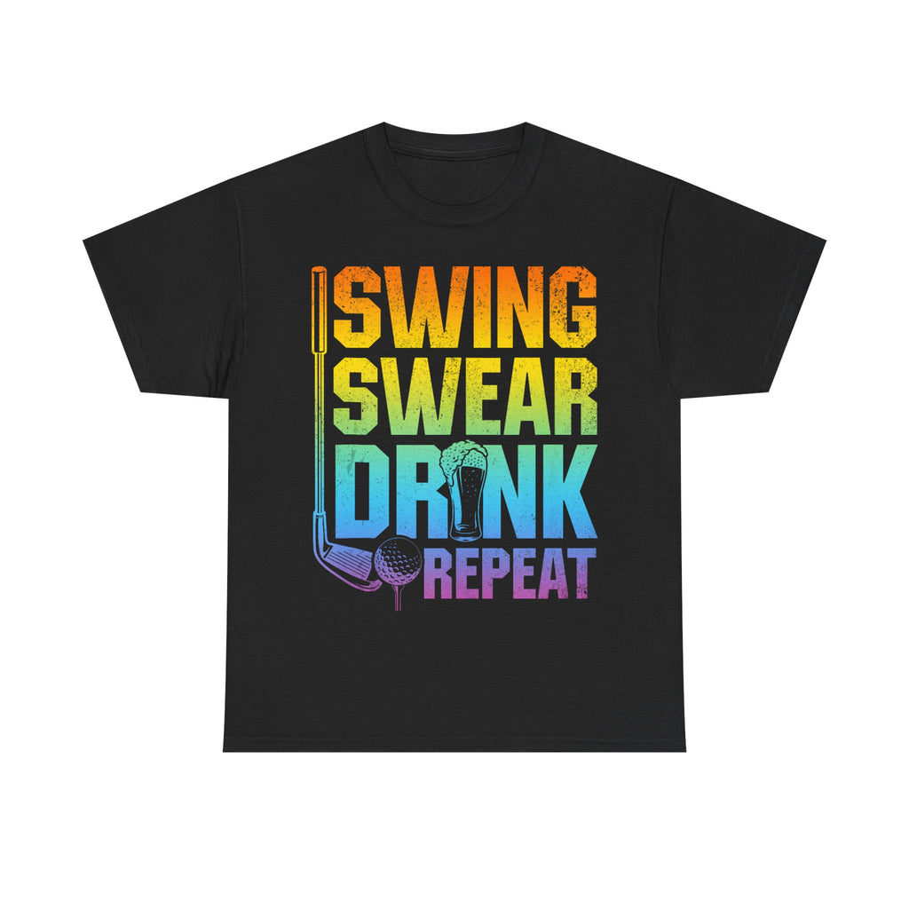 Funny Golf Tee Shirt - Swing Swear Drink Repeat - T-Shirt Gift For Golfers - Golfer Dad Grandad