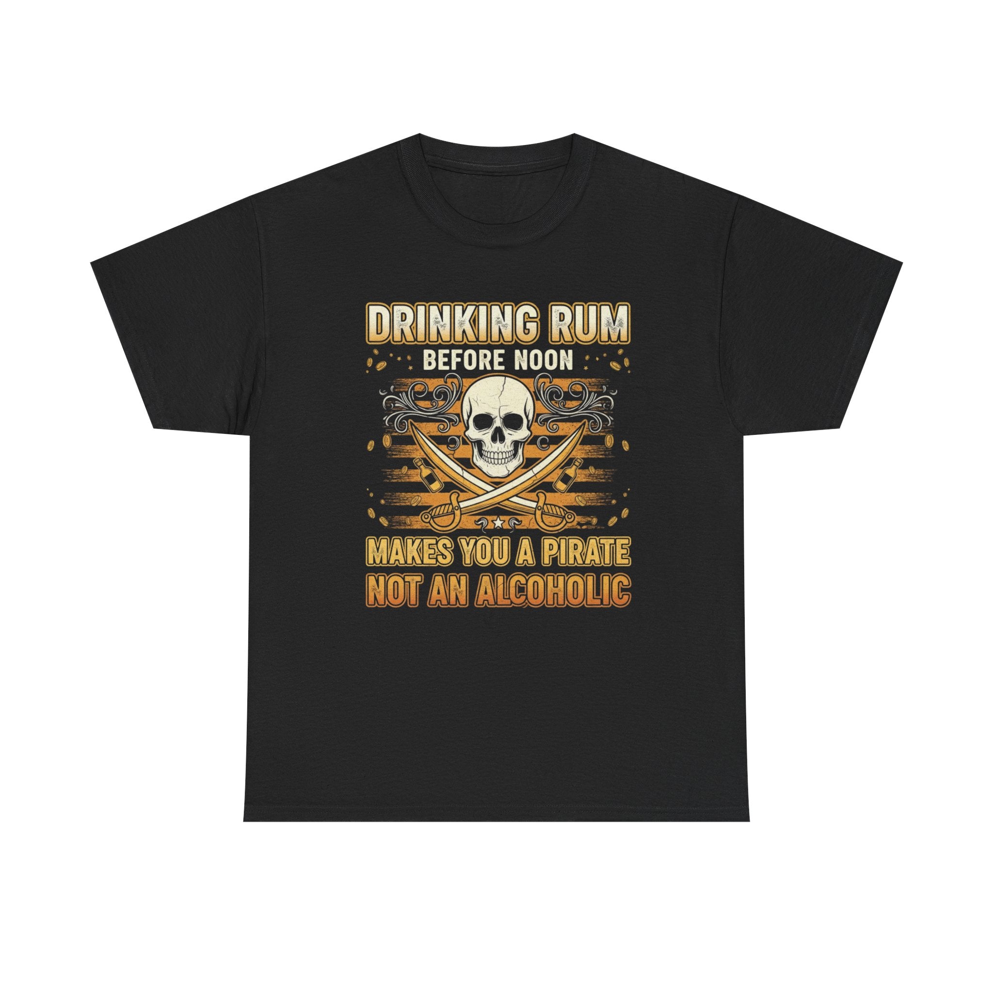 Funny Pirate T-Shirt - Drinking Rum Befire Noon - Tee Shirt Gift for Rum Drinkers