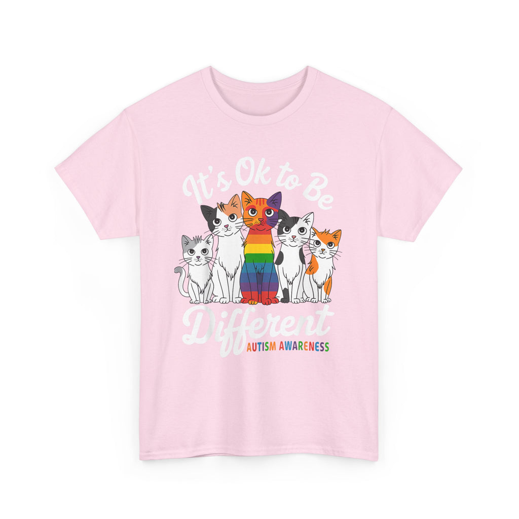 It's Ok to Be Different Cat Tee - Autism Awareness Rainbow Kitten Neuro Diverse Tee Shirt