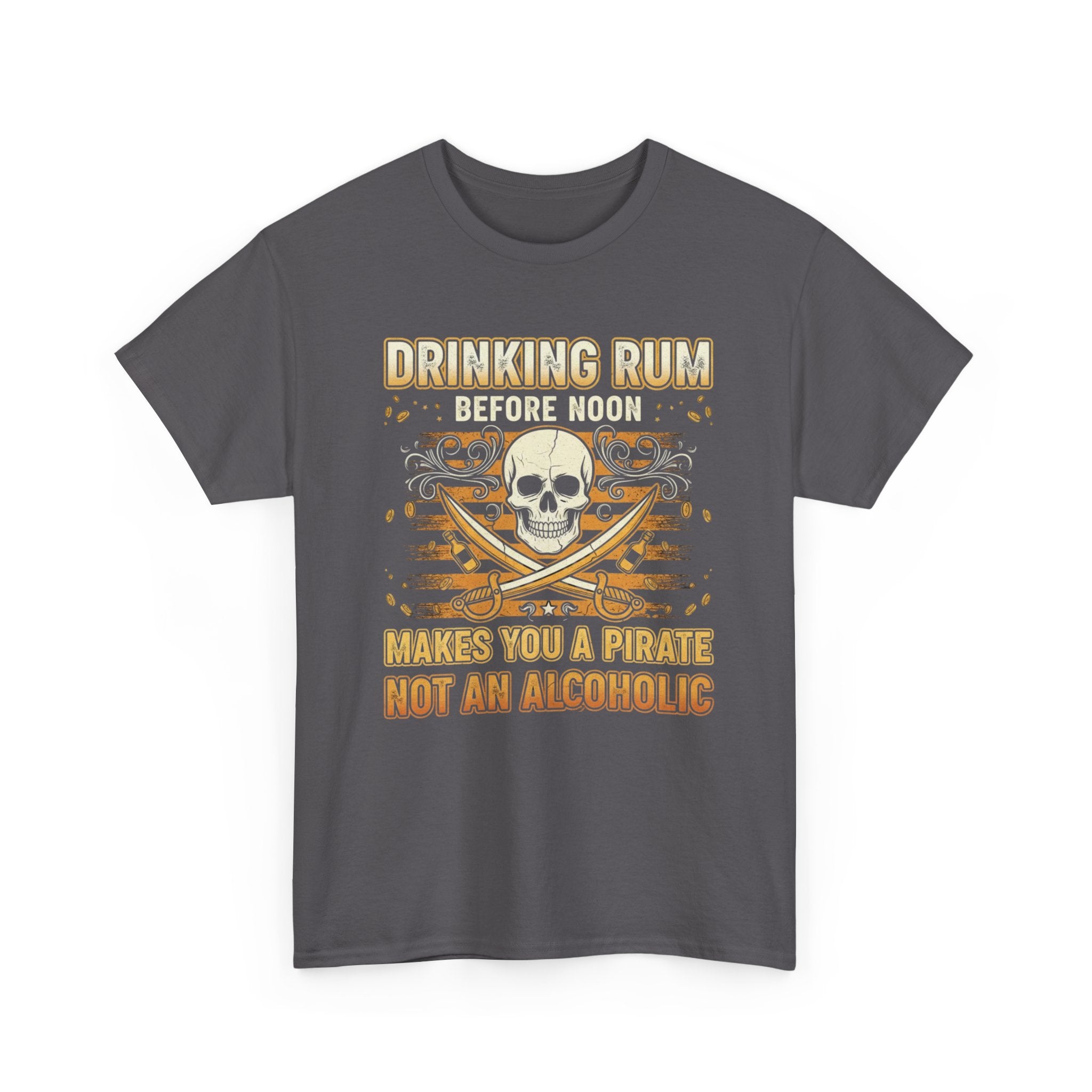 Funny Pirate T-Shirt - Drinking Rum Befire Noon - Tee Shirt Gift for Rum Drinkers