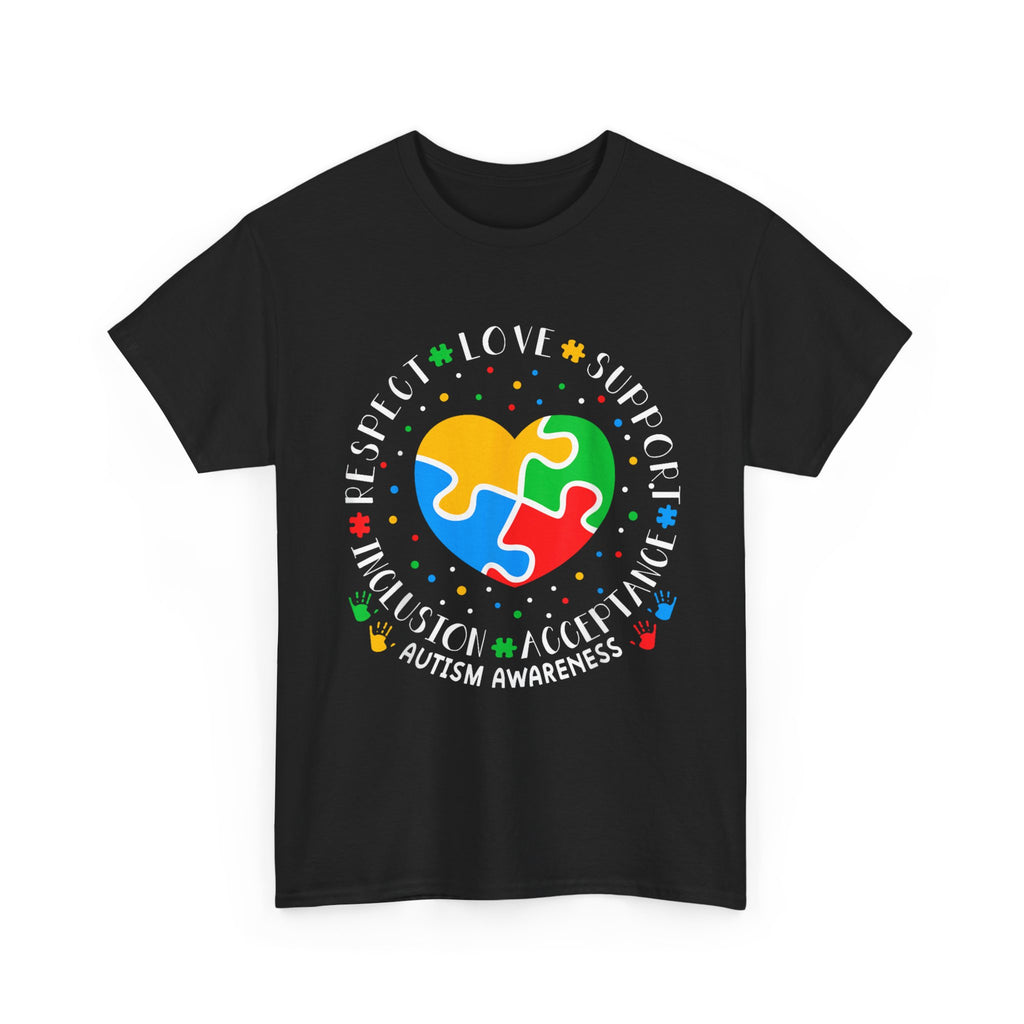 Autism Awareness Puzzle Heart T-Shirt -  Respect Love Support Acceptance Tee Shirt Gift NEW