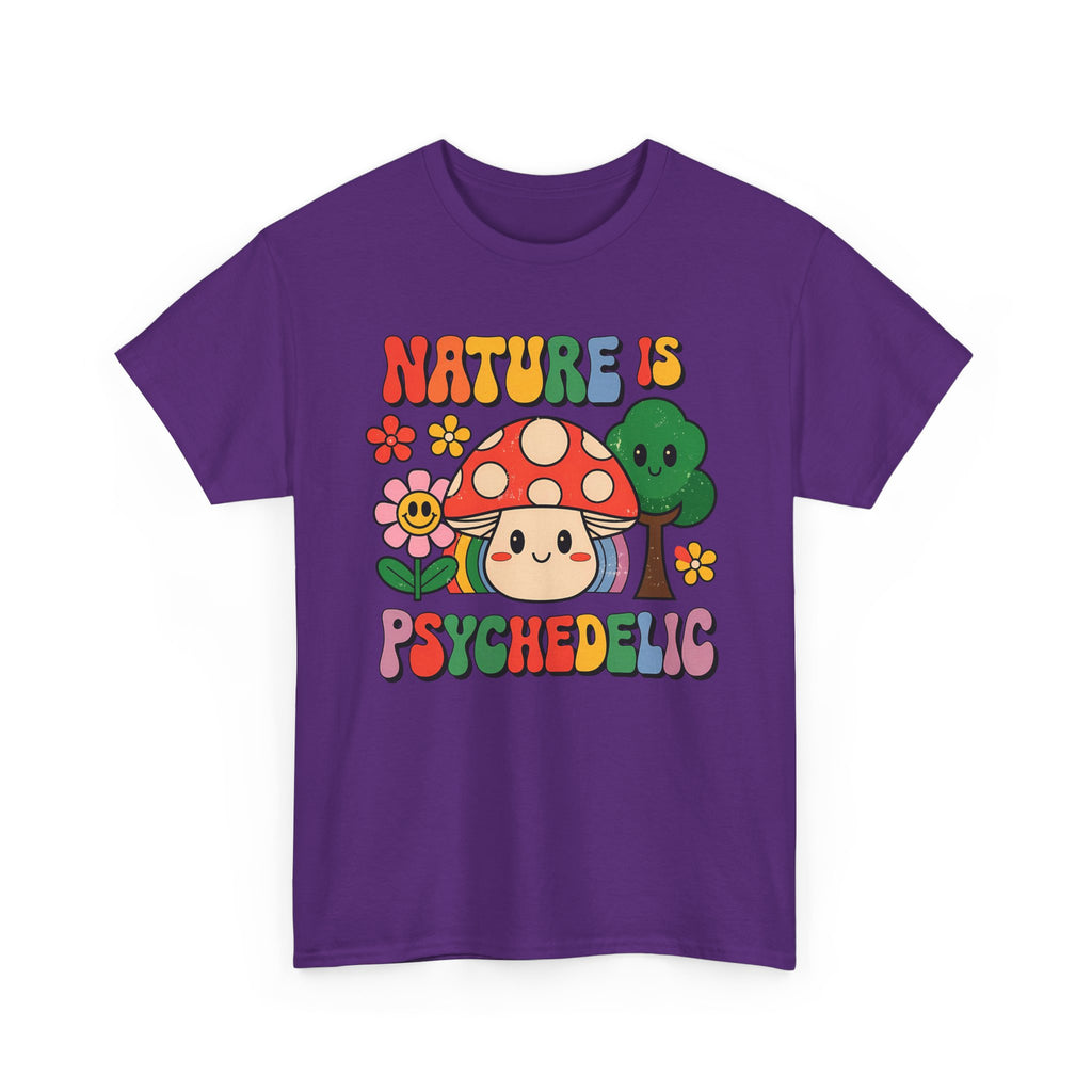 Psychedelic Mushroom T‑Shirt - Nature Is Psychedelic - Retro Floral Tee Shirt Gift NEW