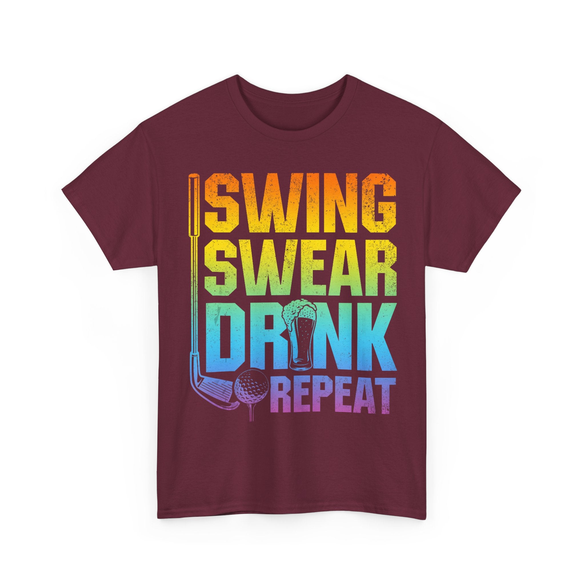 Funny Golf Tee Shirt - Swing Swear Drink Repeat - T-Shirt Gift For Golfers - Golfer Dad Grandad