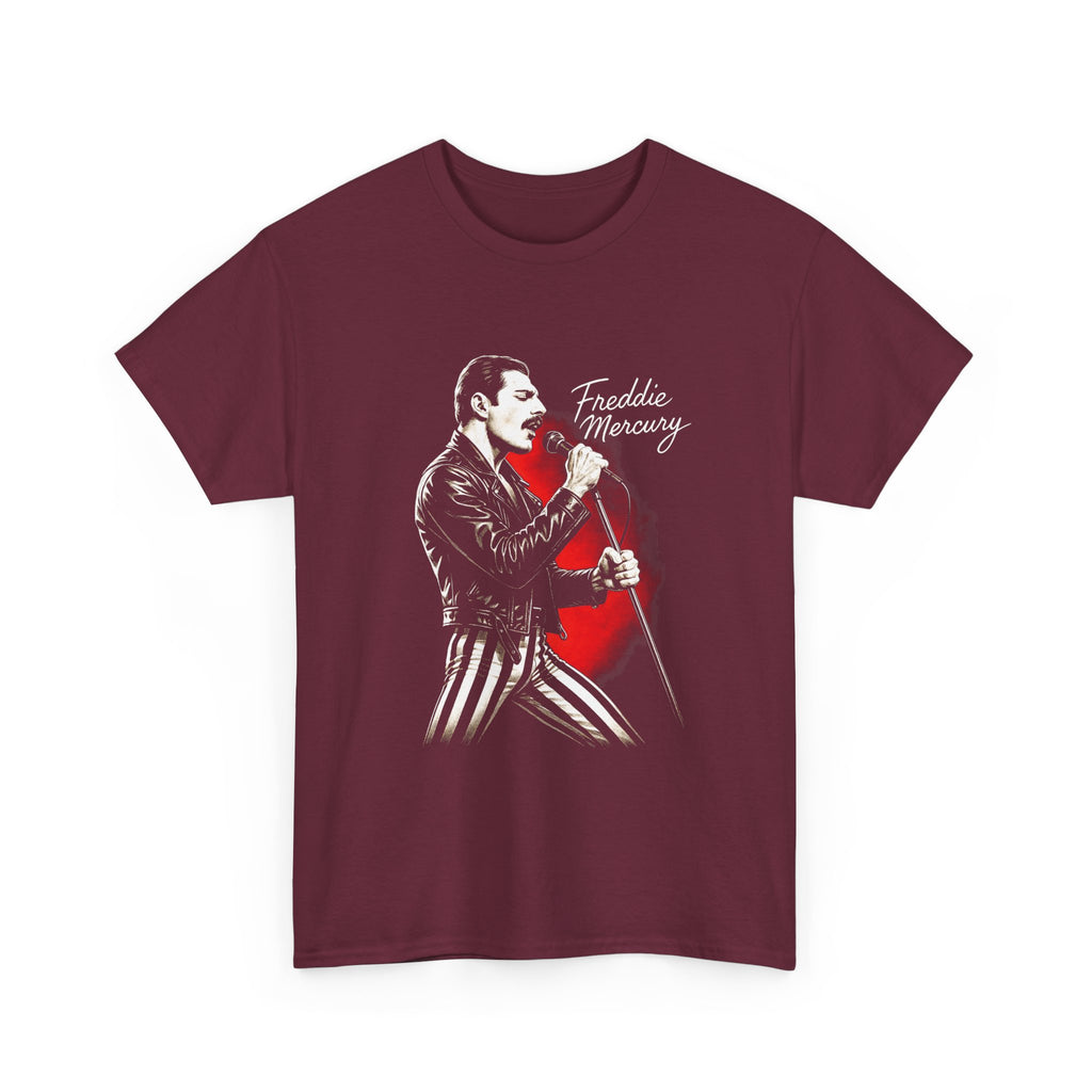 Freddy Mercury Red Heart Graphic T-Shirt - Retro Vintage Queen Band T-Shirt - NEW