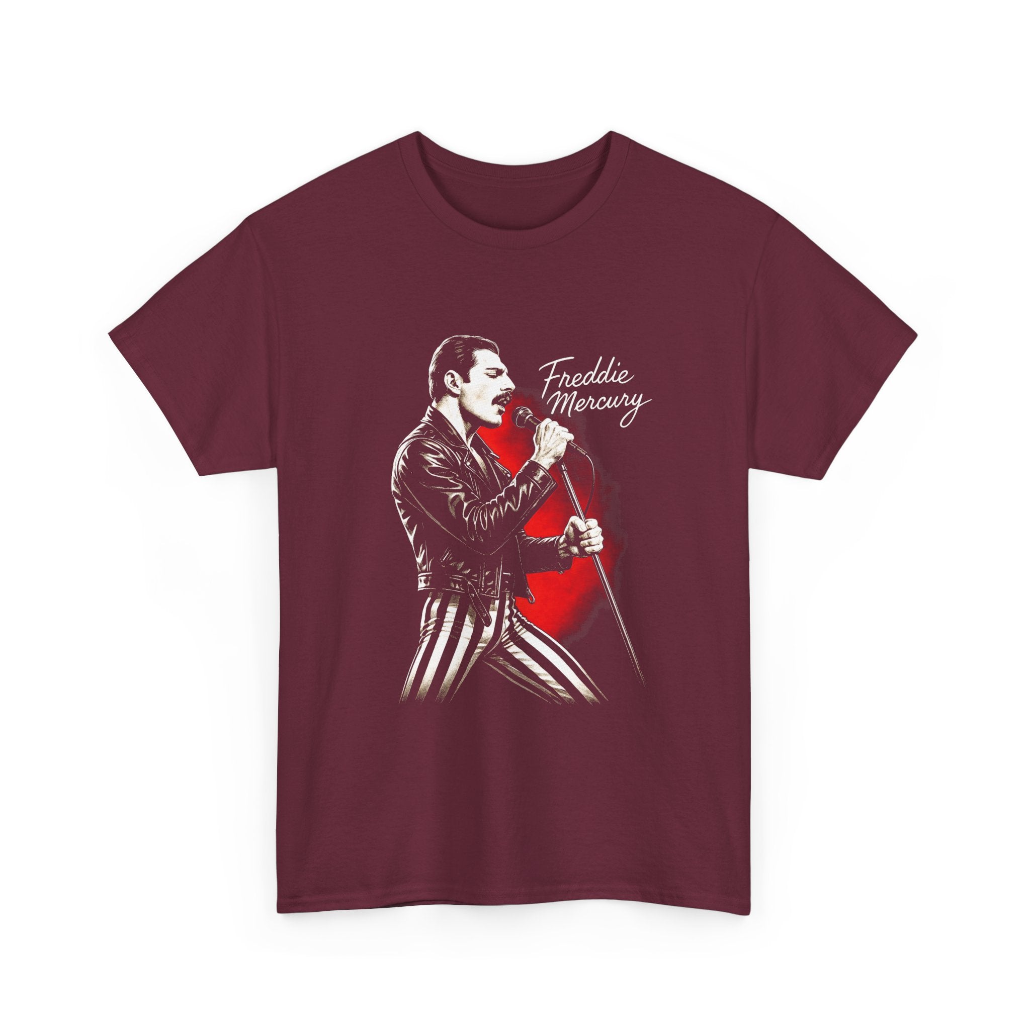 Freddy Mercury Red Heart Graphic T-Shirt - Retro Vintage Queen Band T-Shirt - NEW