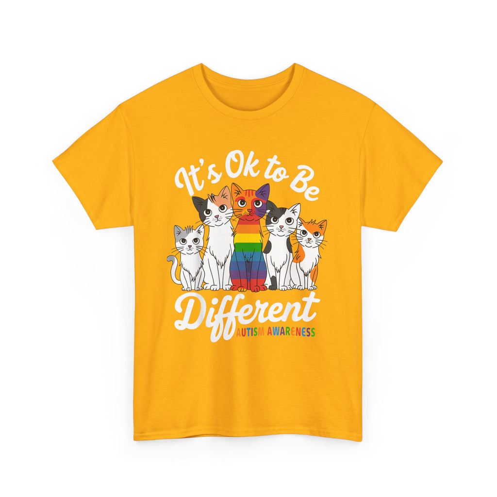 It's Ok to Be Different Cat Tee - Autism Awareness Rainbow Kitten Neuro Diverse Tee Shirt