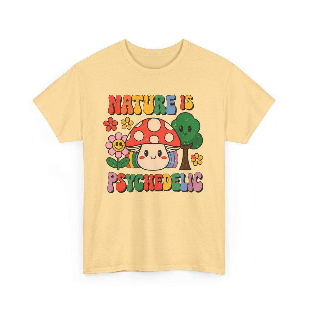 Psychedelic Mushroom T‑Shirt - Nature Is Psychedelic - Retro Floral Tee Shirt Gift NEW