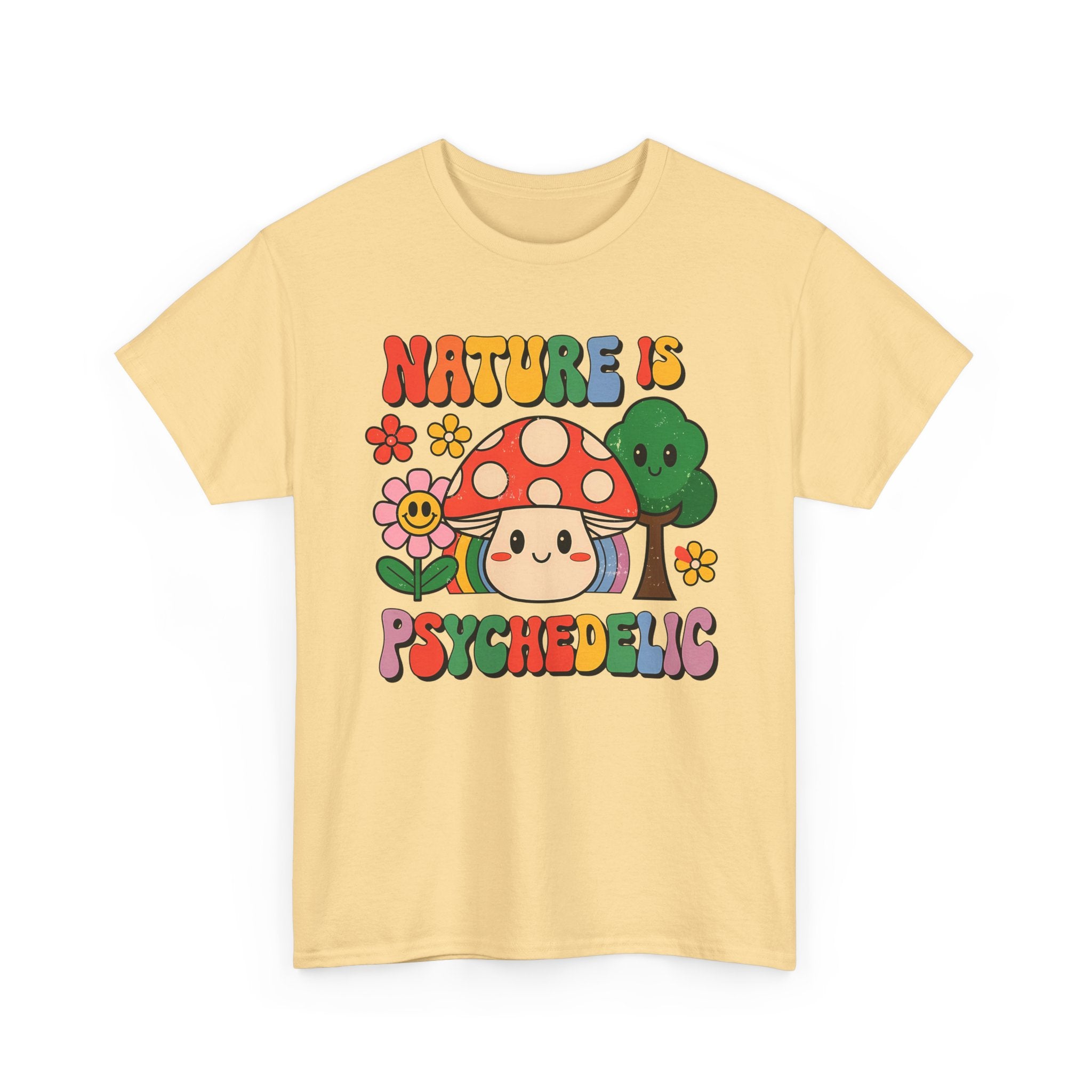 Psychedelic Mushroom T‑Shirt - Nature Is Psychedelic - Retro Floral Tee Shirt Gift NEW